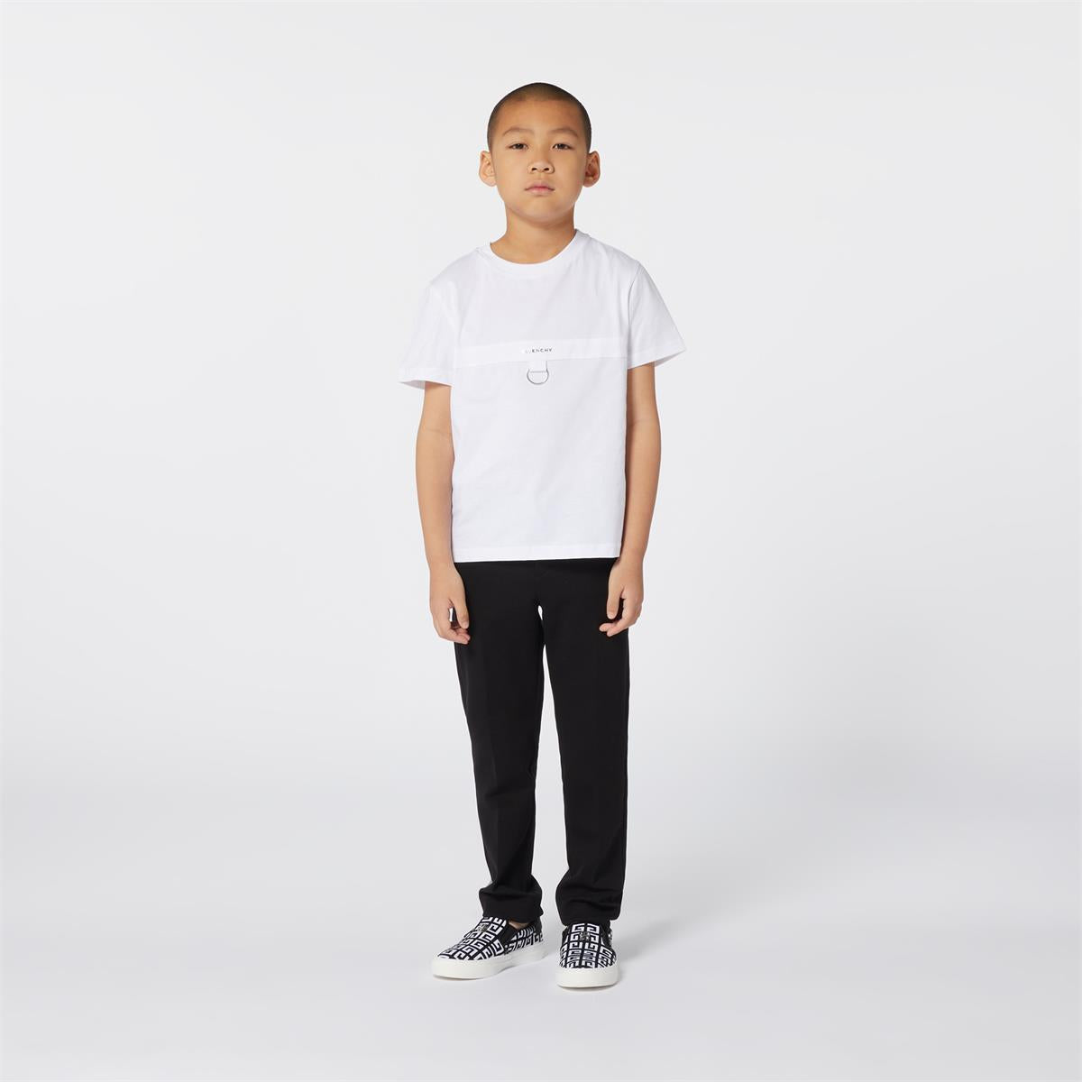 Boys White Logo Cotton T-Shirt