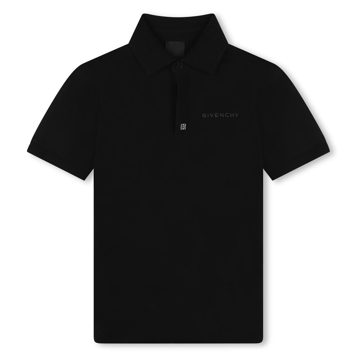 Boys Black Cotton Polo Shirt