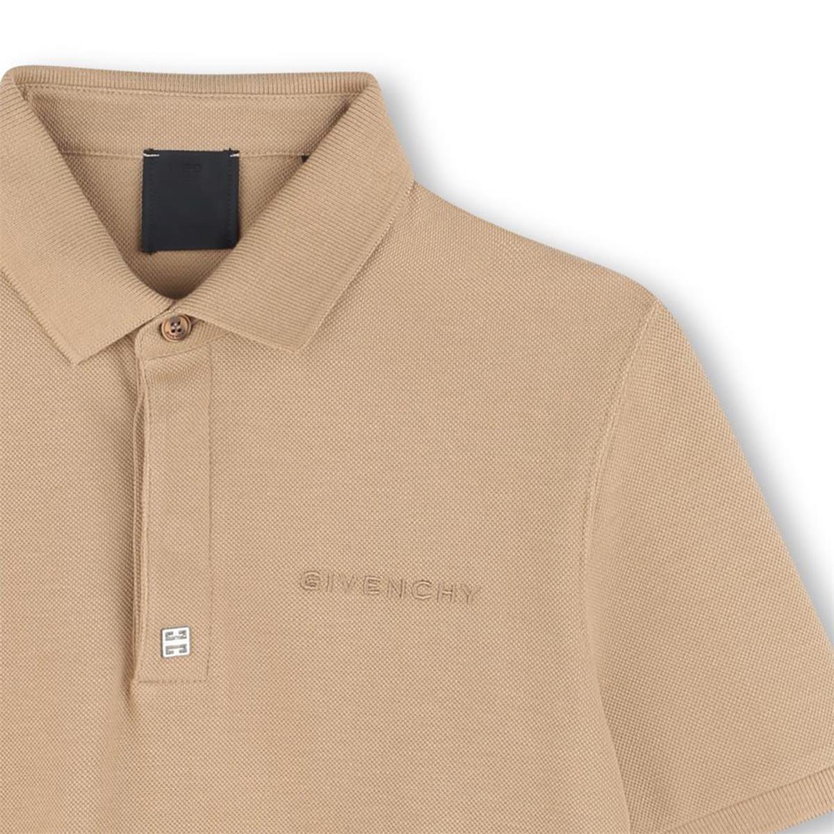 Boys Beige Cotton Polo Shirt