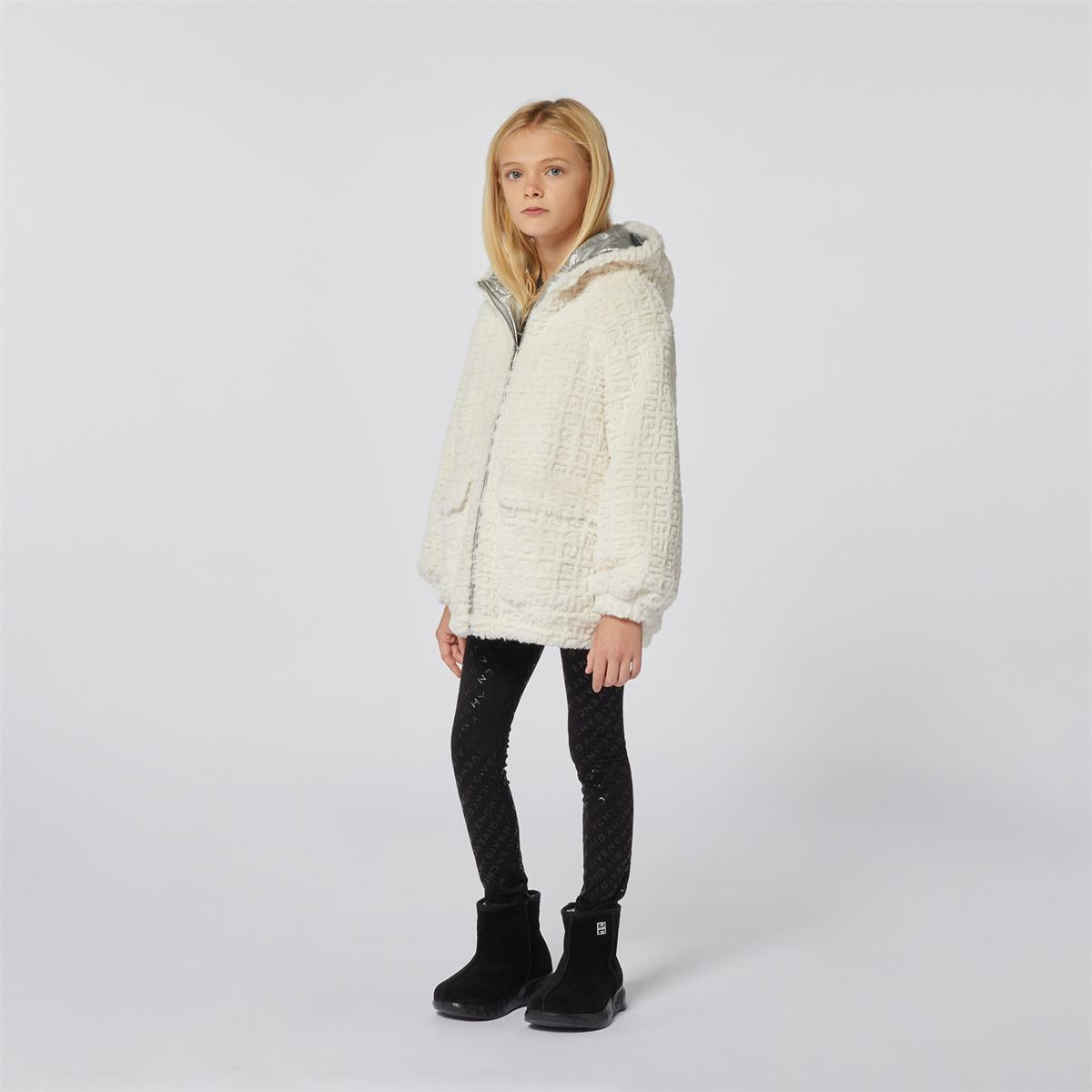 Girls Silver Zip-Up Coat