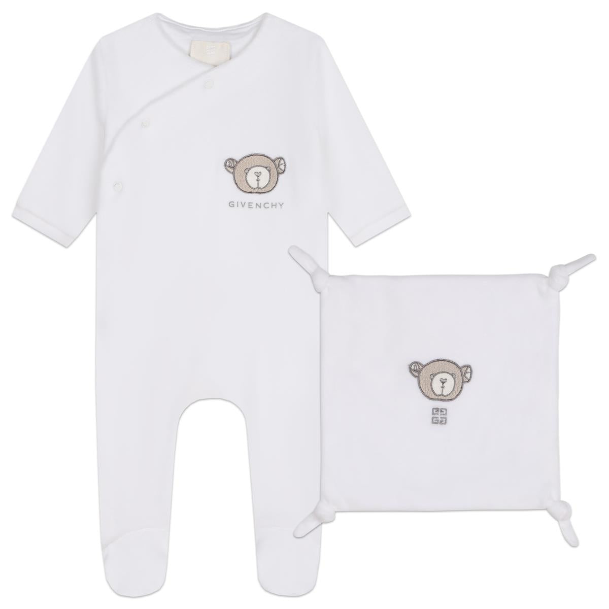 Baby Boys & Girls White Cotton Babysuit Set