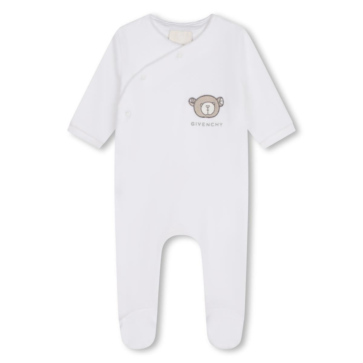 Baby Boys & Girls White Cotton Babysuit Set