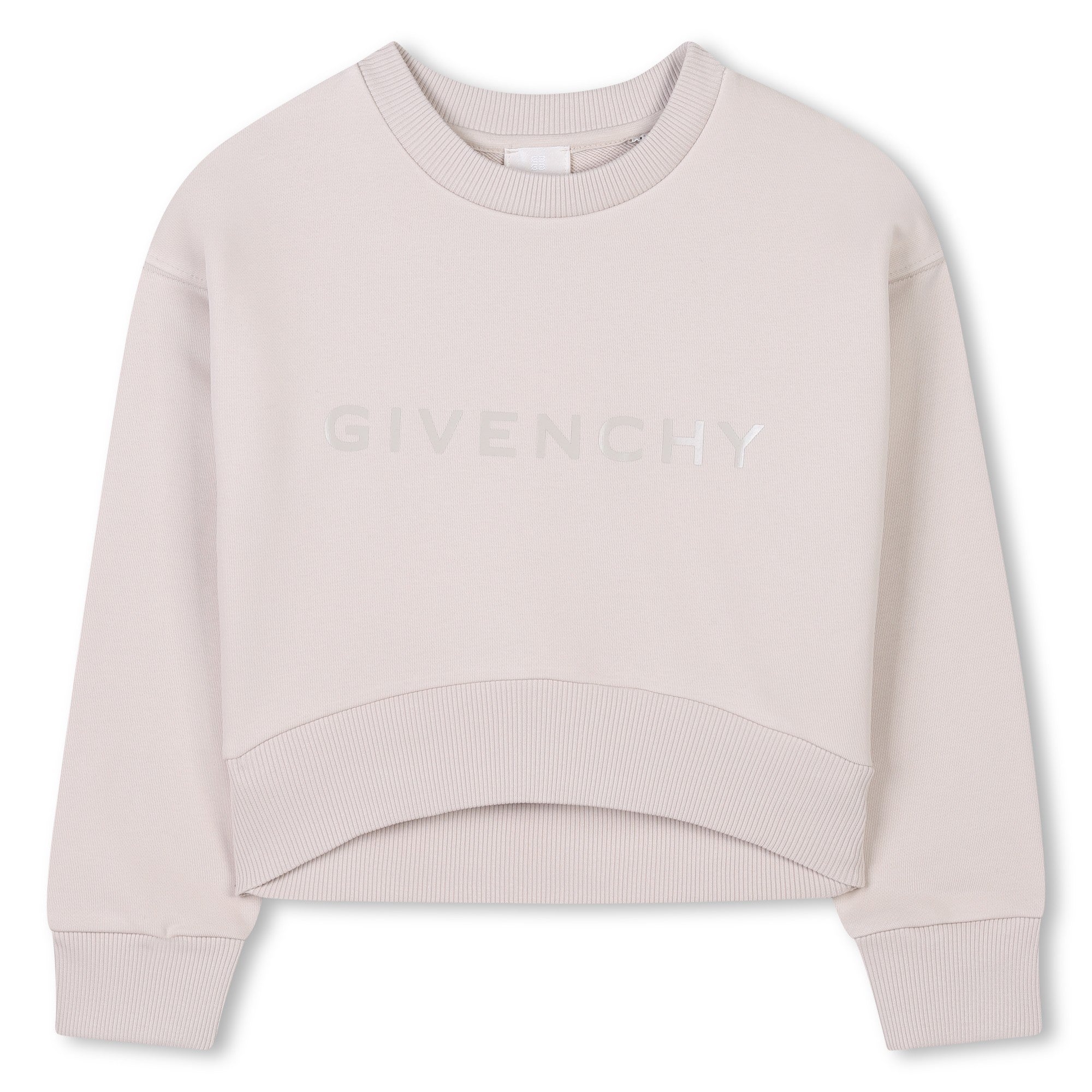 Girls Beige Logo Cotton Sweatshirt