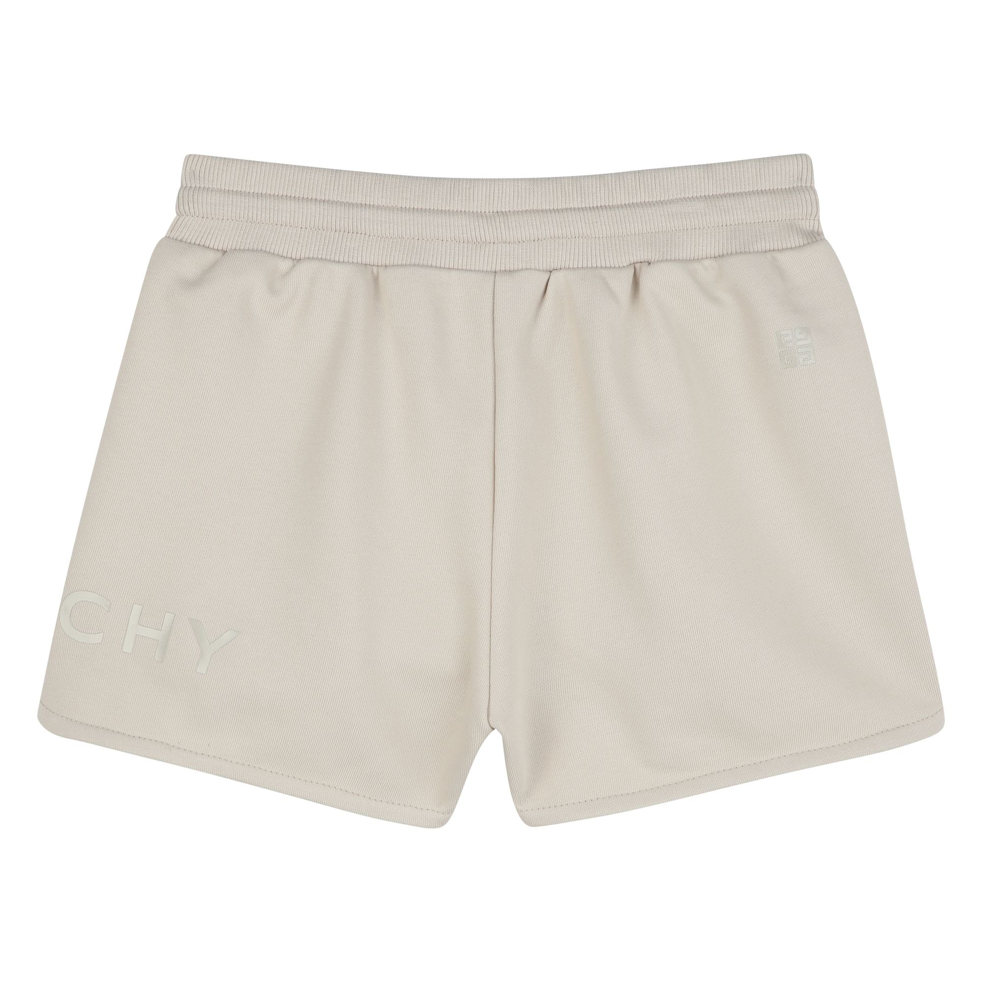 Girls Beige Logo Cotton Shorts