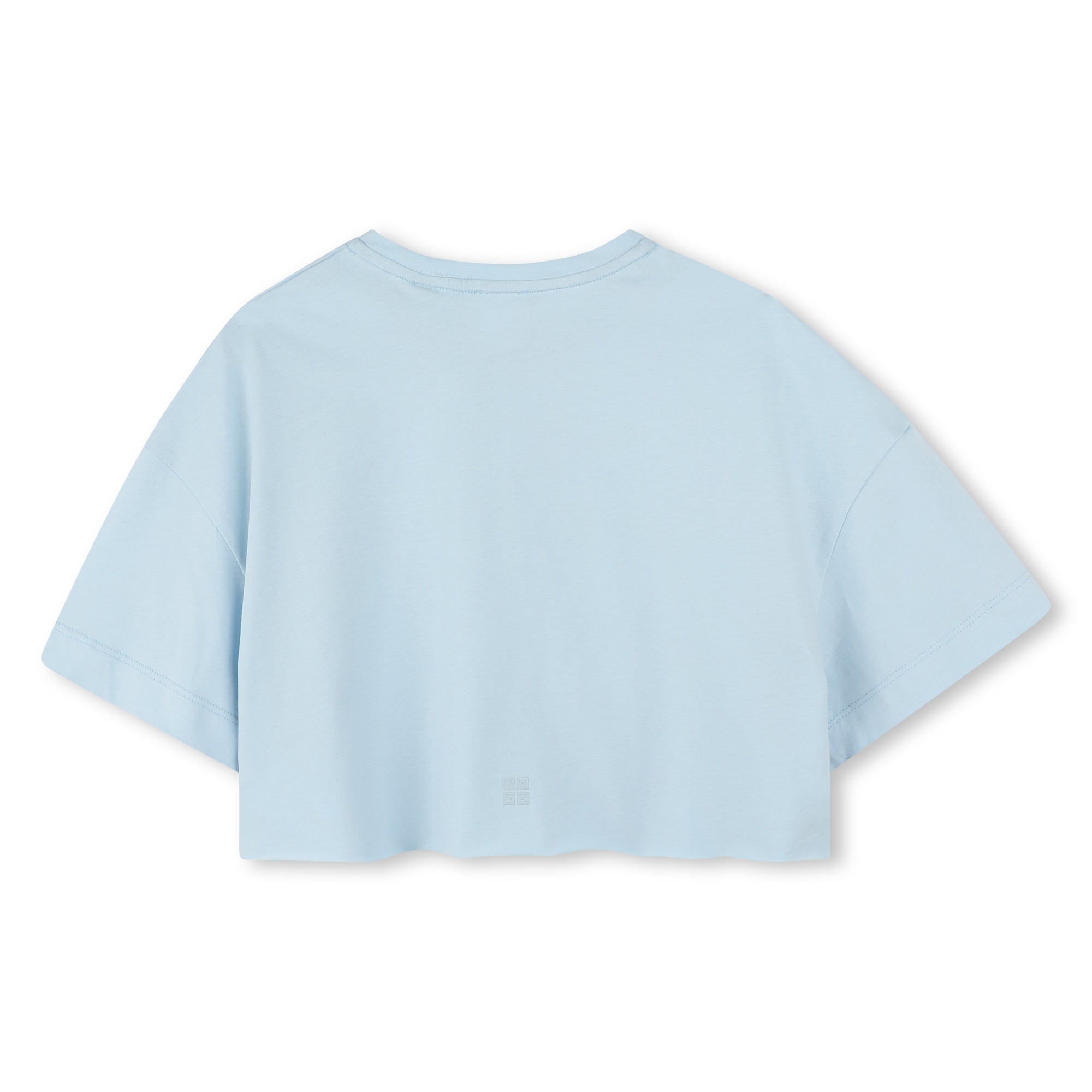 Girls Light Blue Logo Cotton T-Shirt