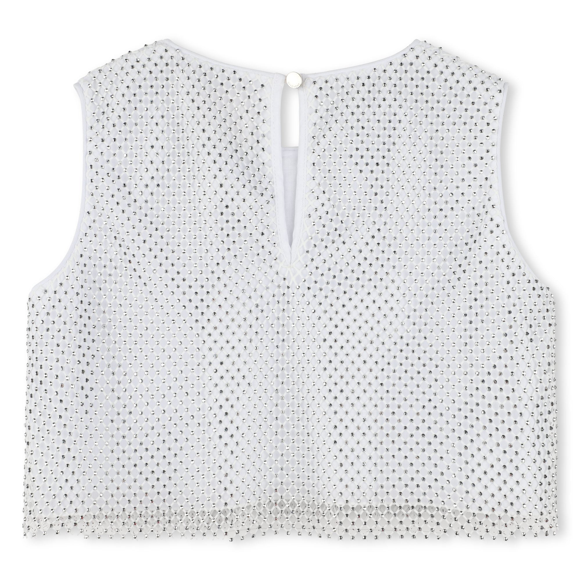 Girls Silver Rhinestones Mesh Top