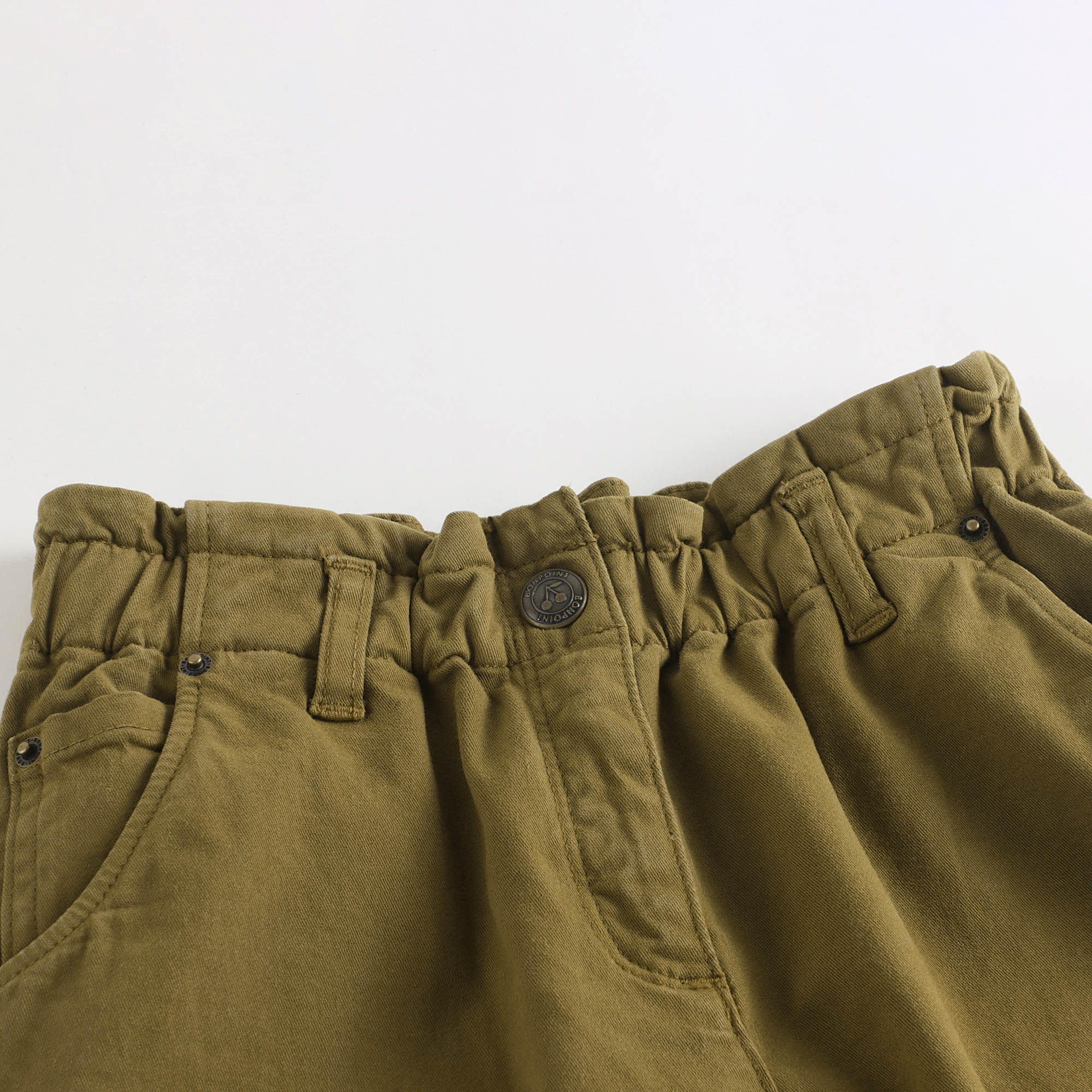 Girls Green Bronze Cotton Trousers