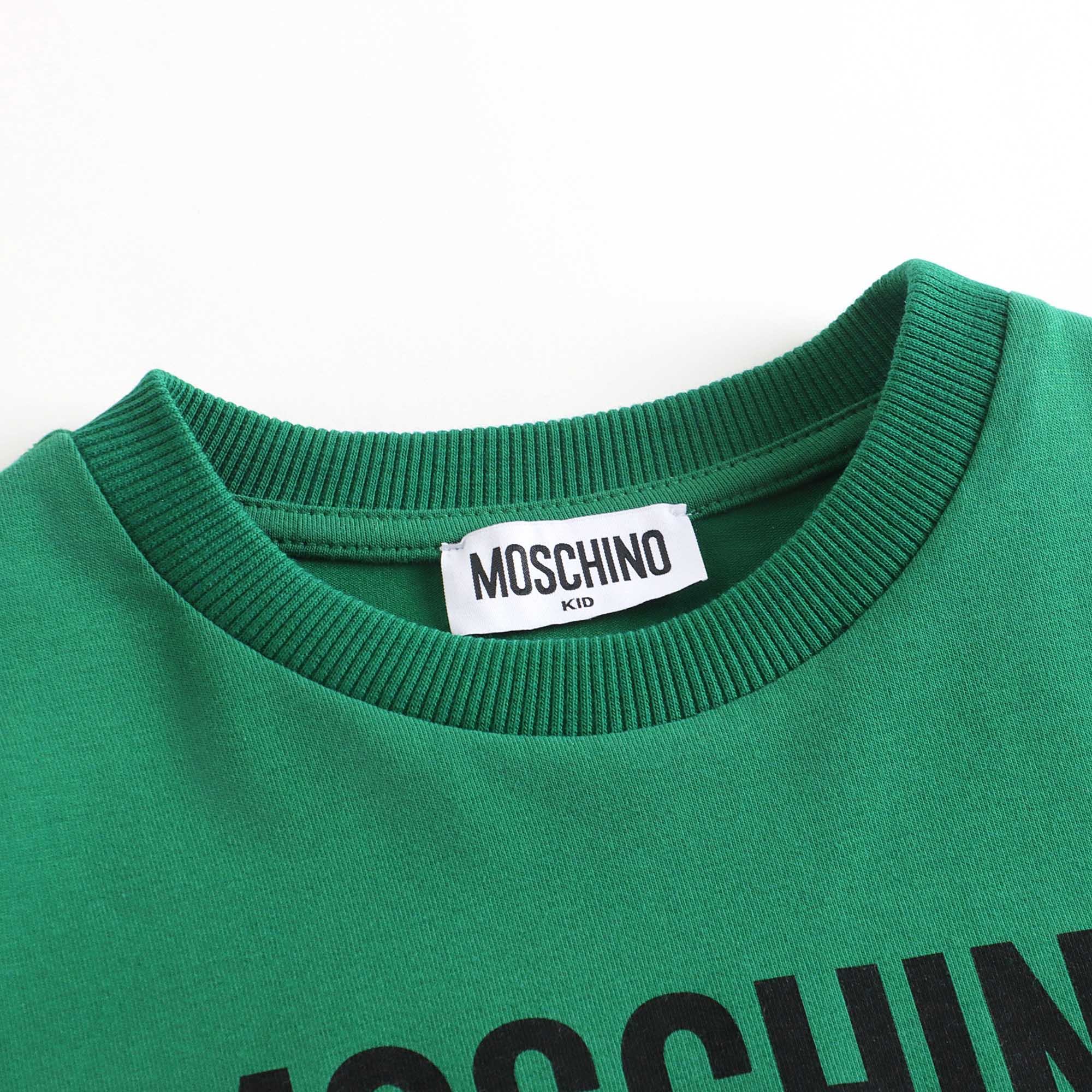 Boys & Girls Green Logo Cotton T-Shirt