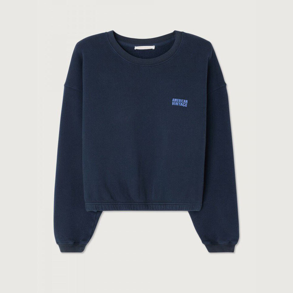 Women Navy Cotton Sweatshirt