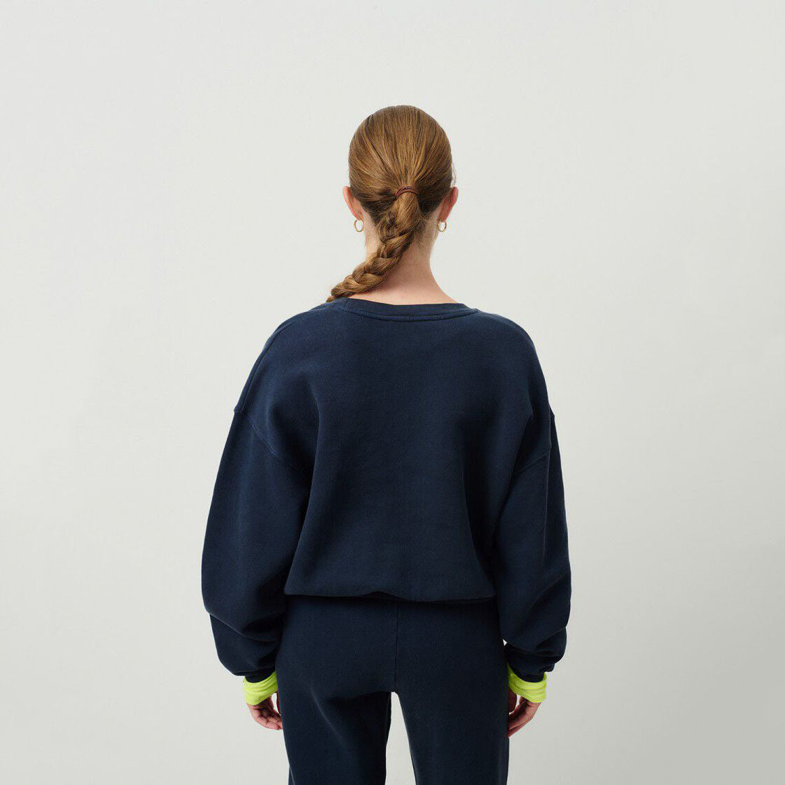 Women Navy Cotton Sweatshirt