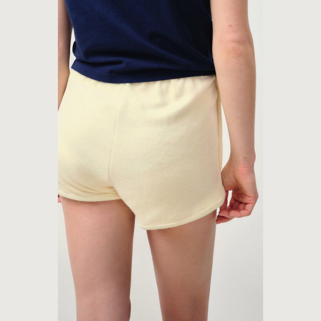 Women Light Yellow Cotton Shorts