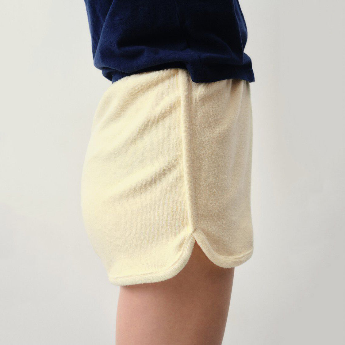 Women Light Yellow Cotton Shorts