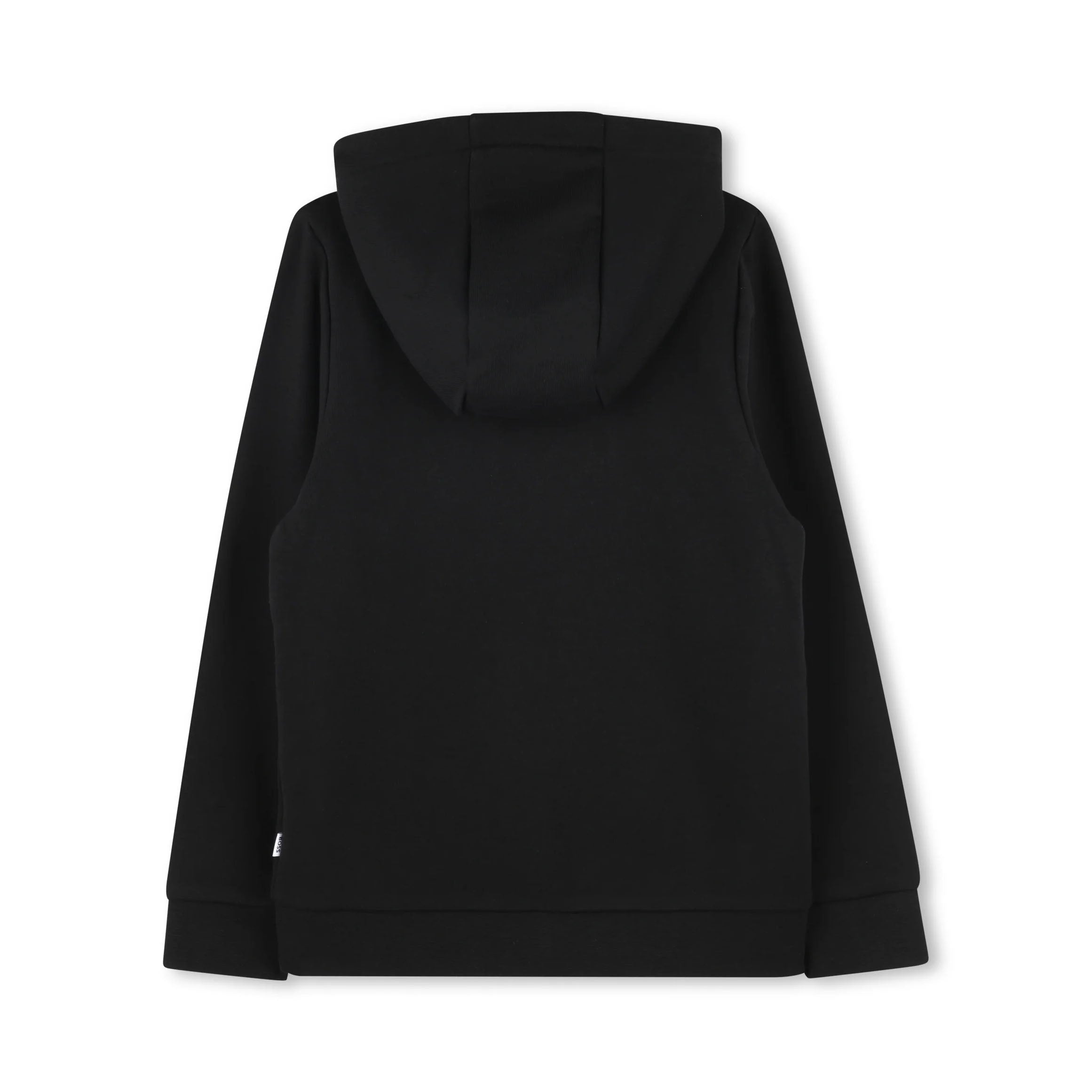 Boys Black Cotton Zip-Up Top