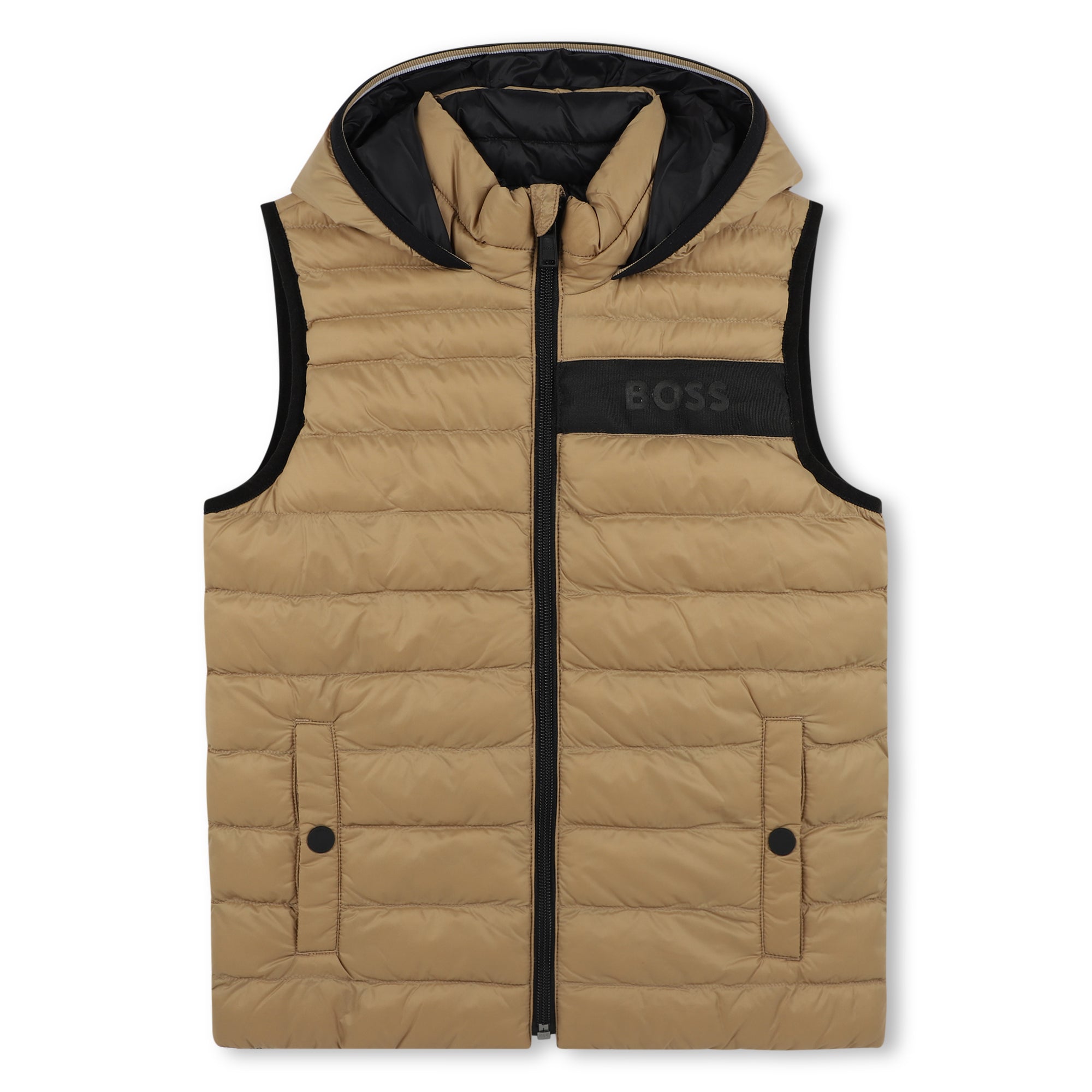 Boys Beige Reversible Padded Gilet