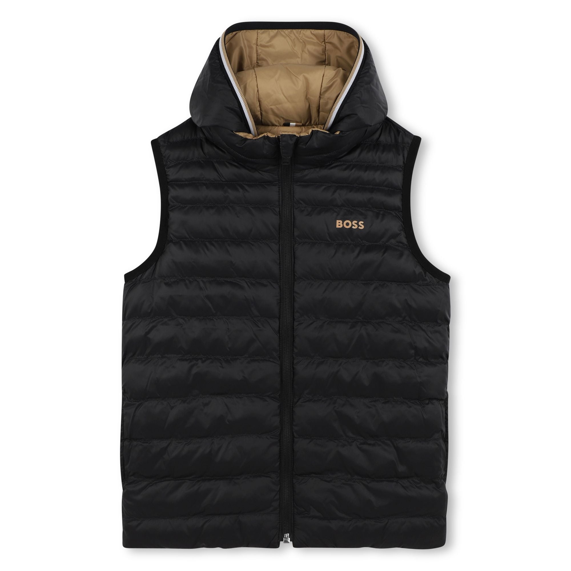 Boys Beige Reversible Padded Gilet