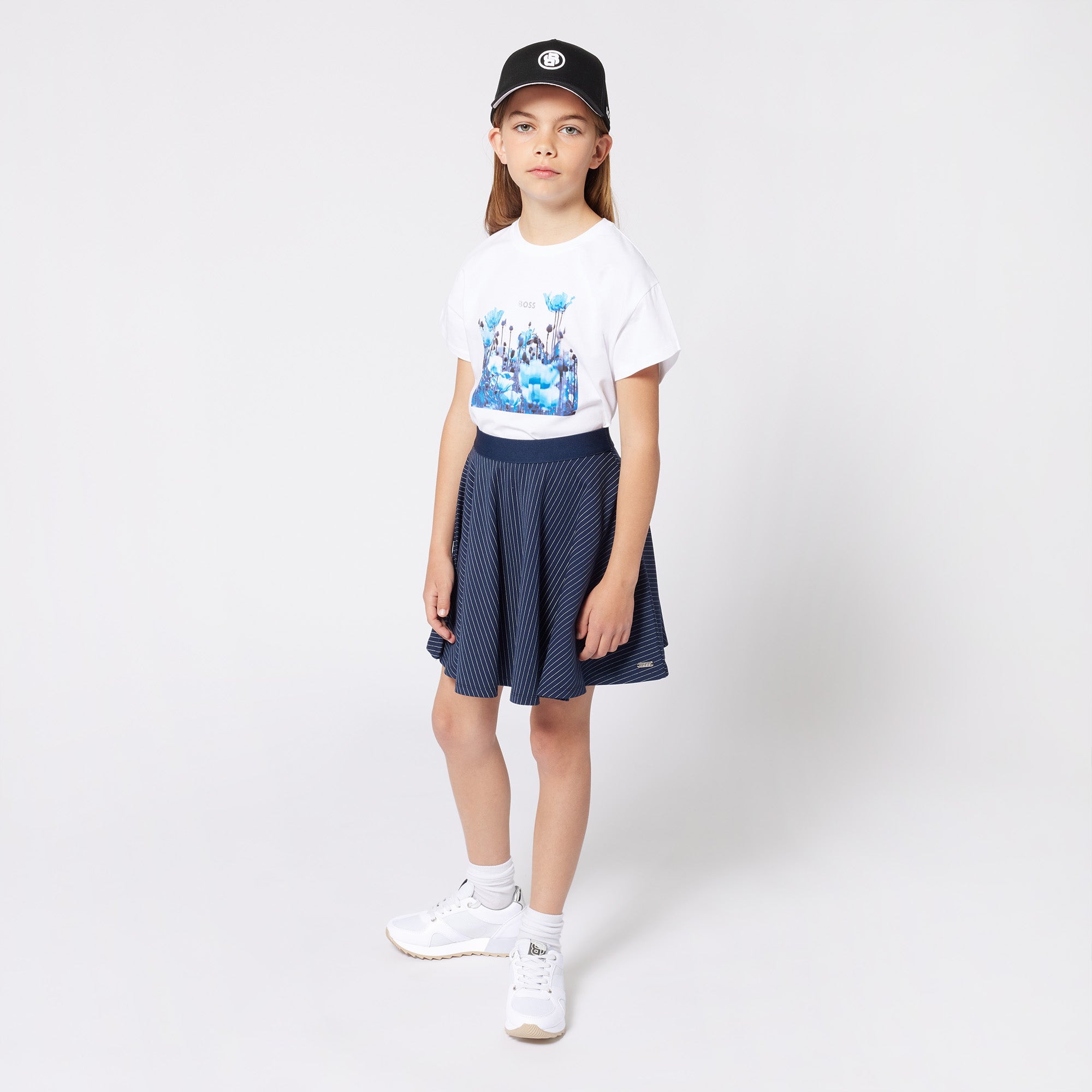 Girls Navy Striped Skirt