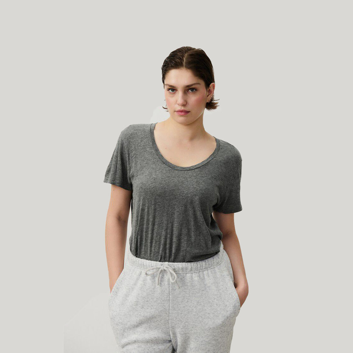 Women Grey Cotton T-Shirt