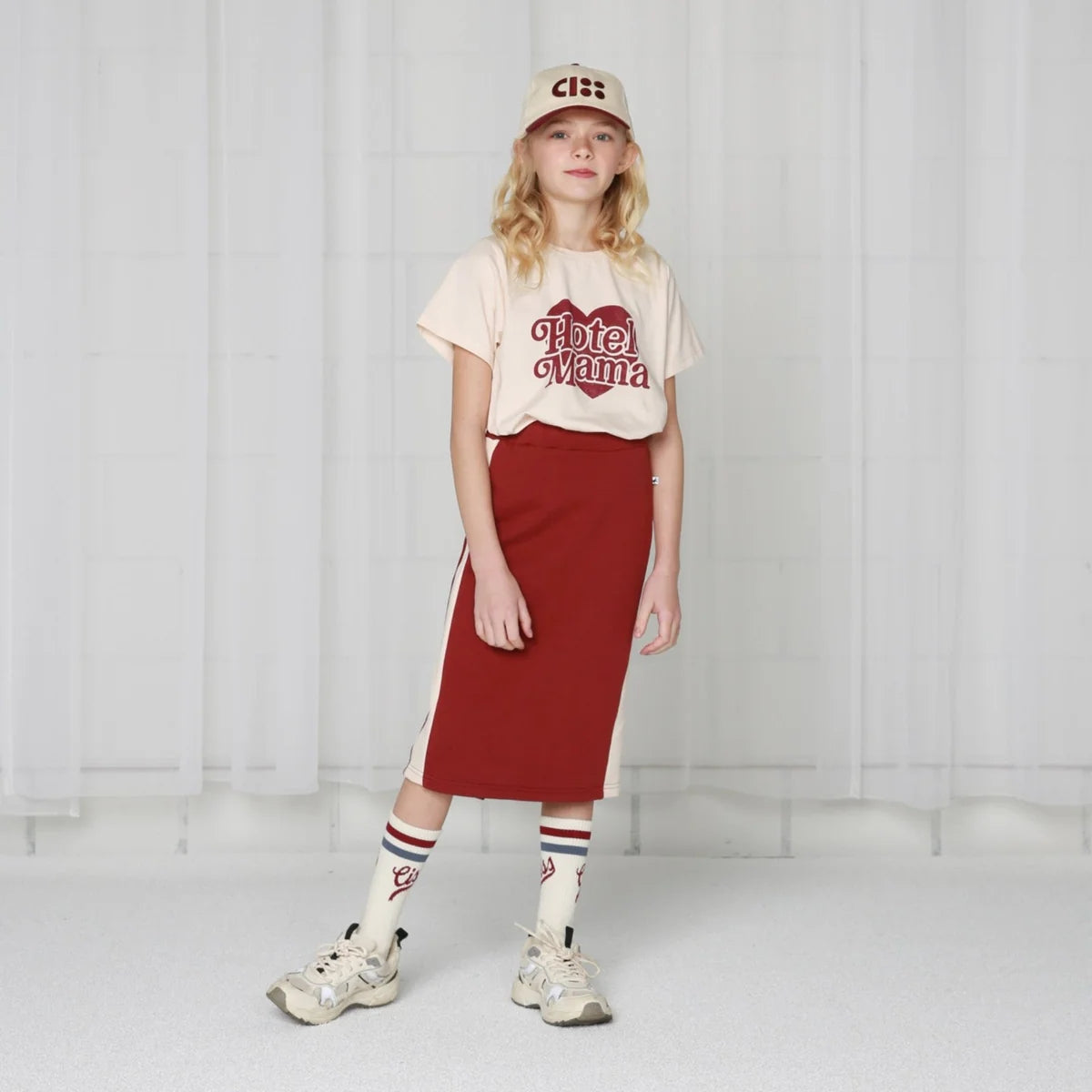 Girls Wine Red Cotton Skirt