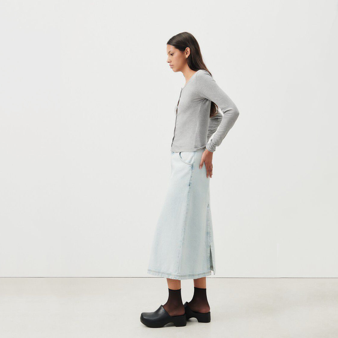 Women Light Blue Demin Skirt