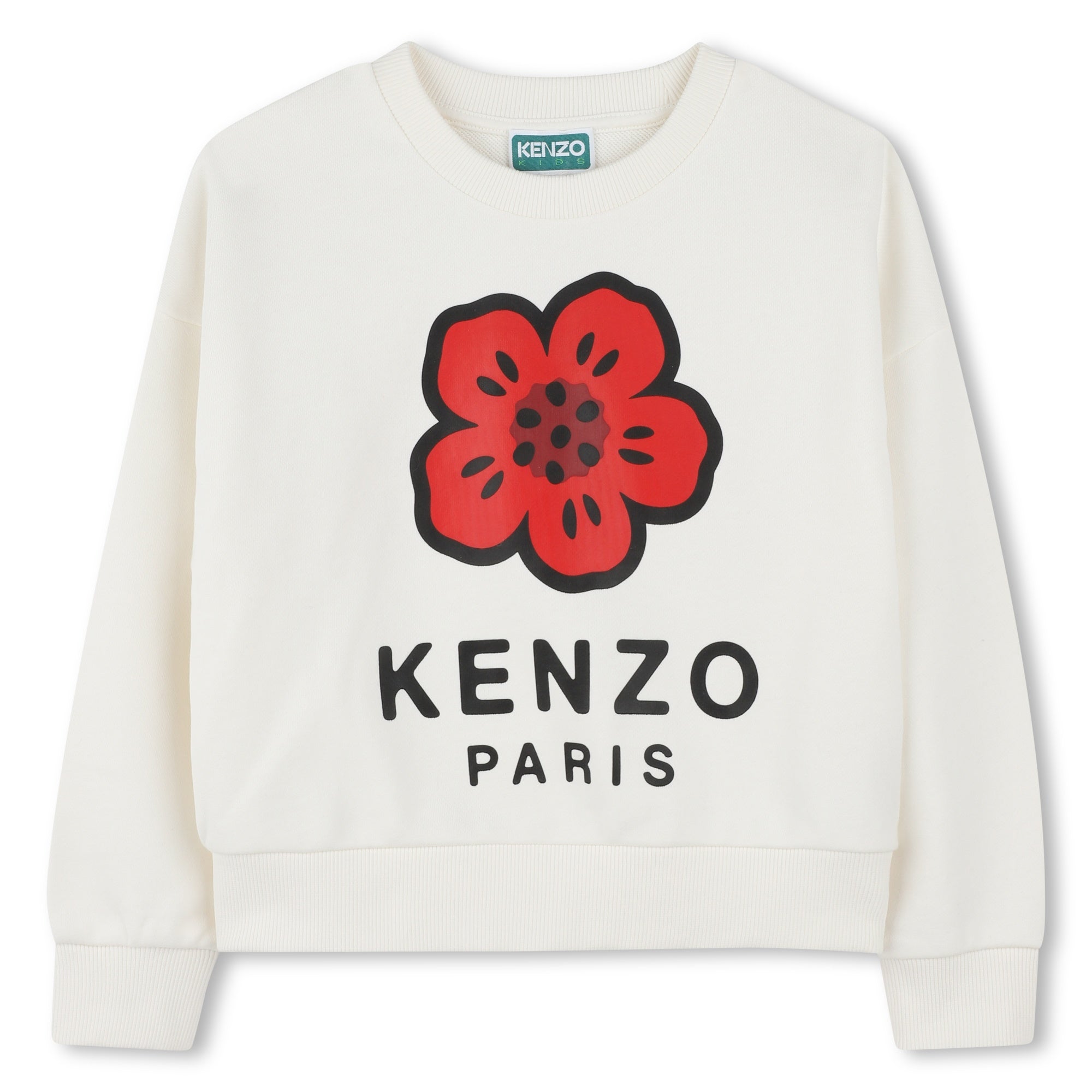 Girls White Flower Cotton Sweatshirt