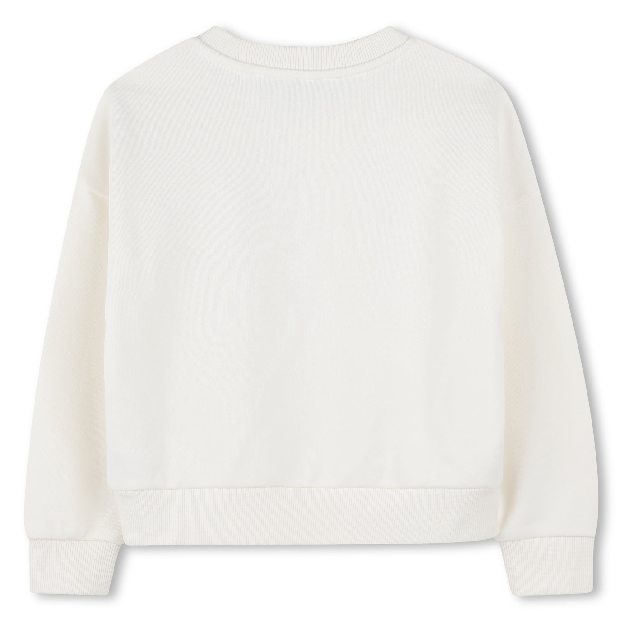 Girls White Flower Cotton Sweatshirt