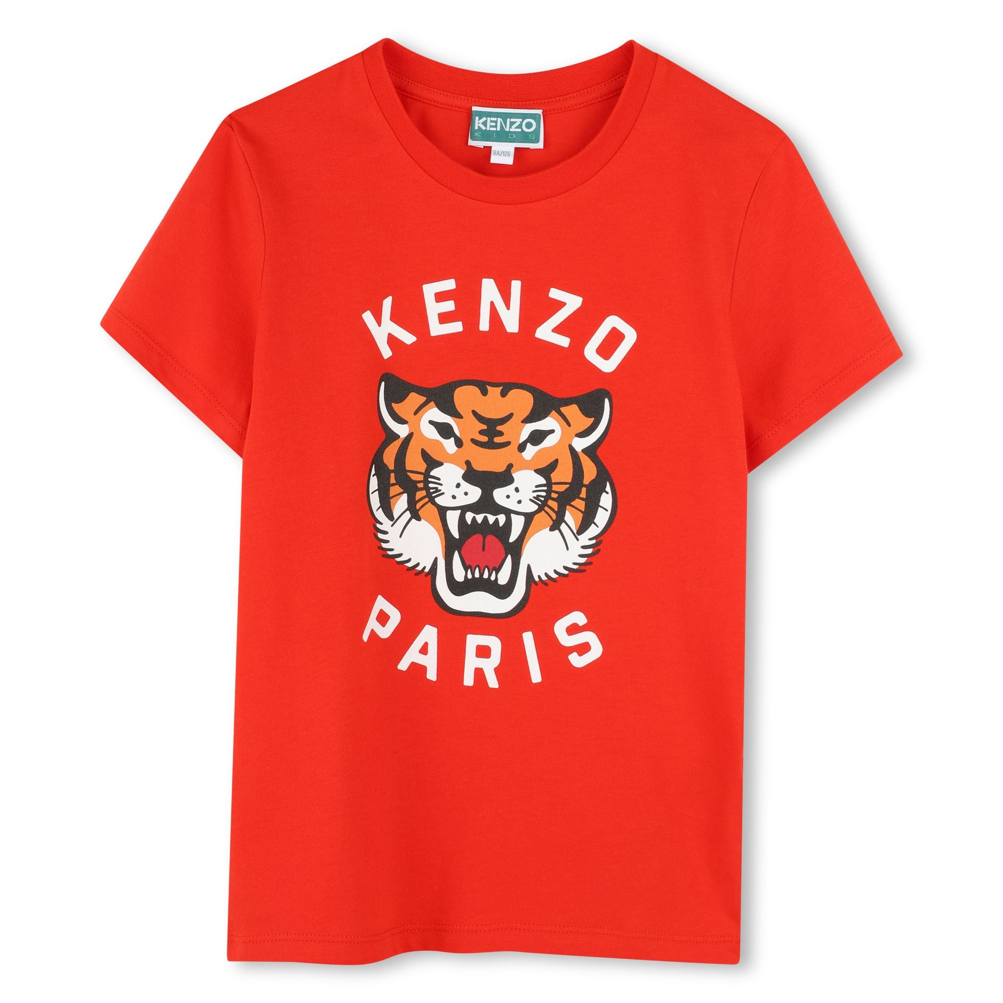 Girls Red Tiger Cotton T-Shirt