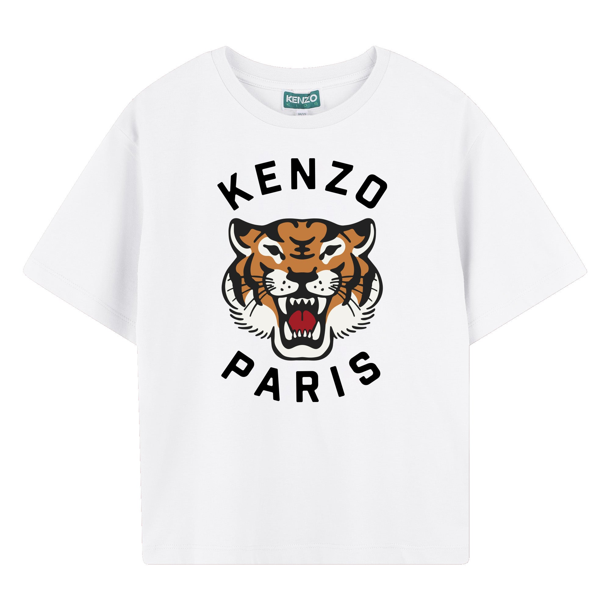 Boys White Tiger Cotton T-Shirt