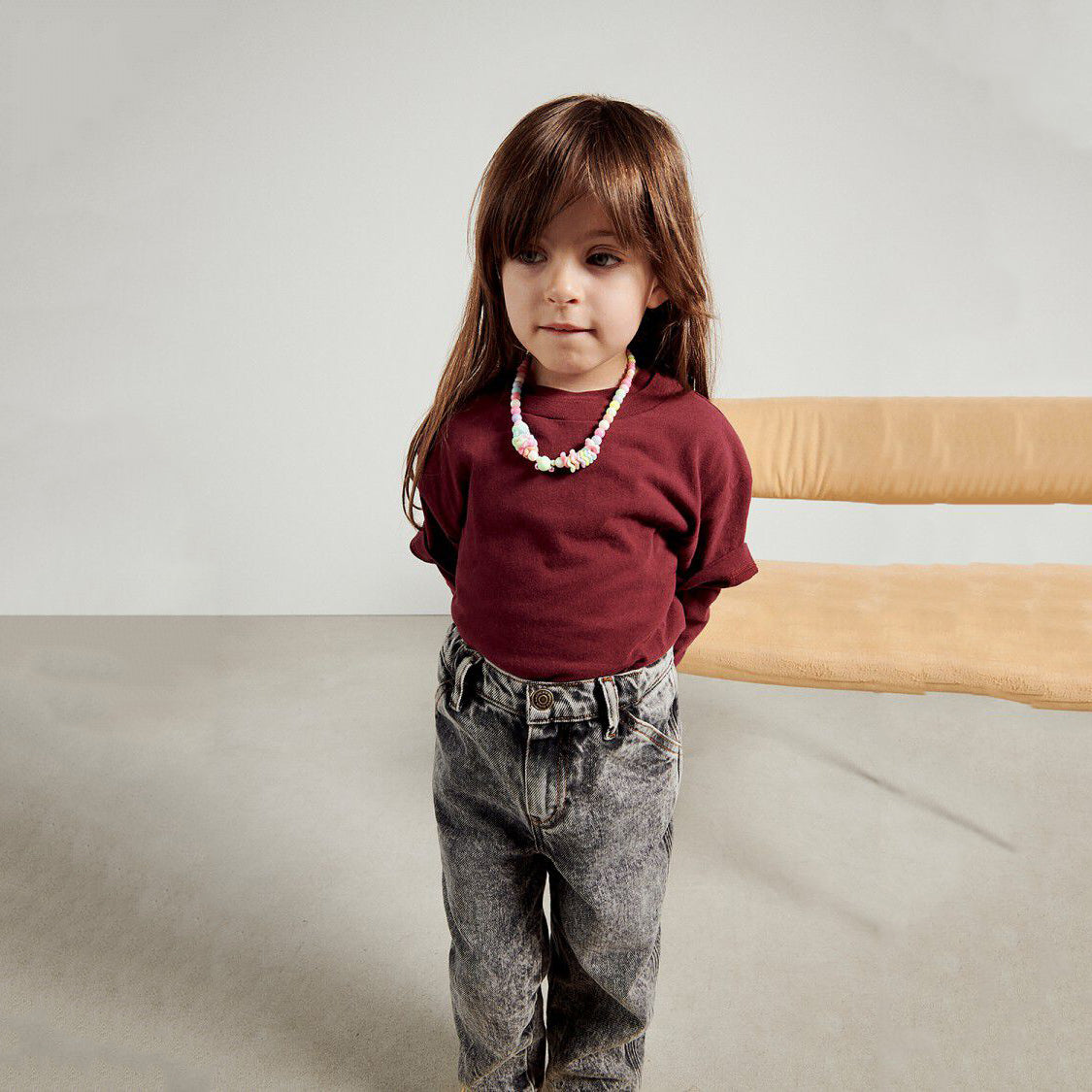 Boys & Girls Wine Red Cotton T-Shirt