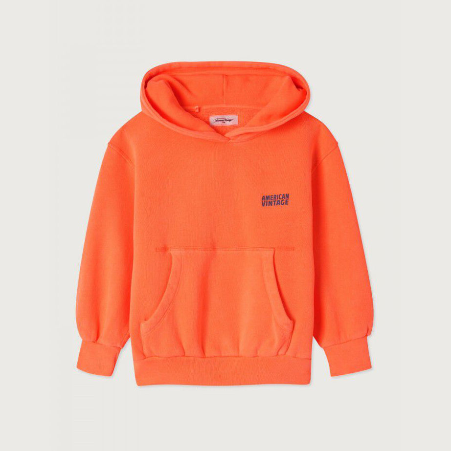 Boys & Girls Fluo Orange Hooded Cotton Sweatshirt