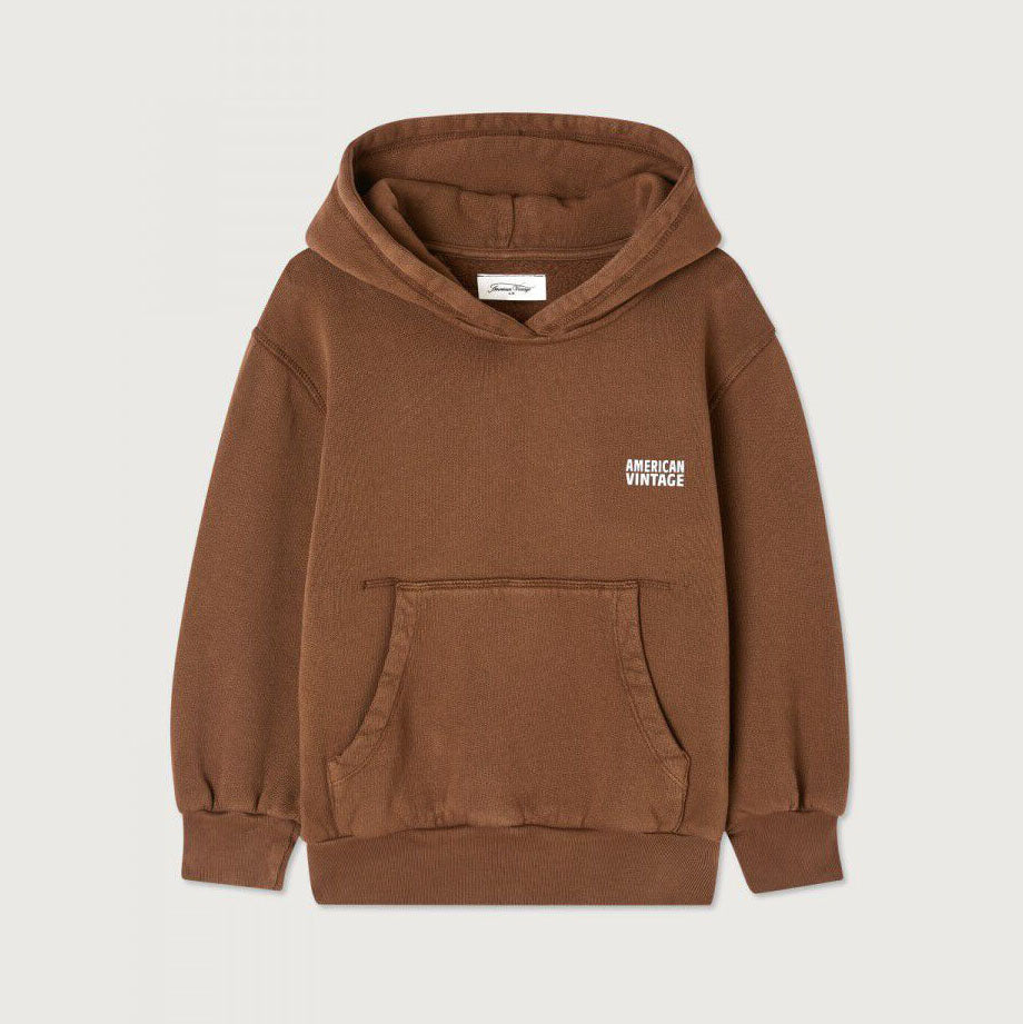 Boys & Girls Brown Hooded Cotton Sweatshirt