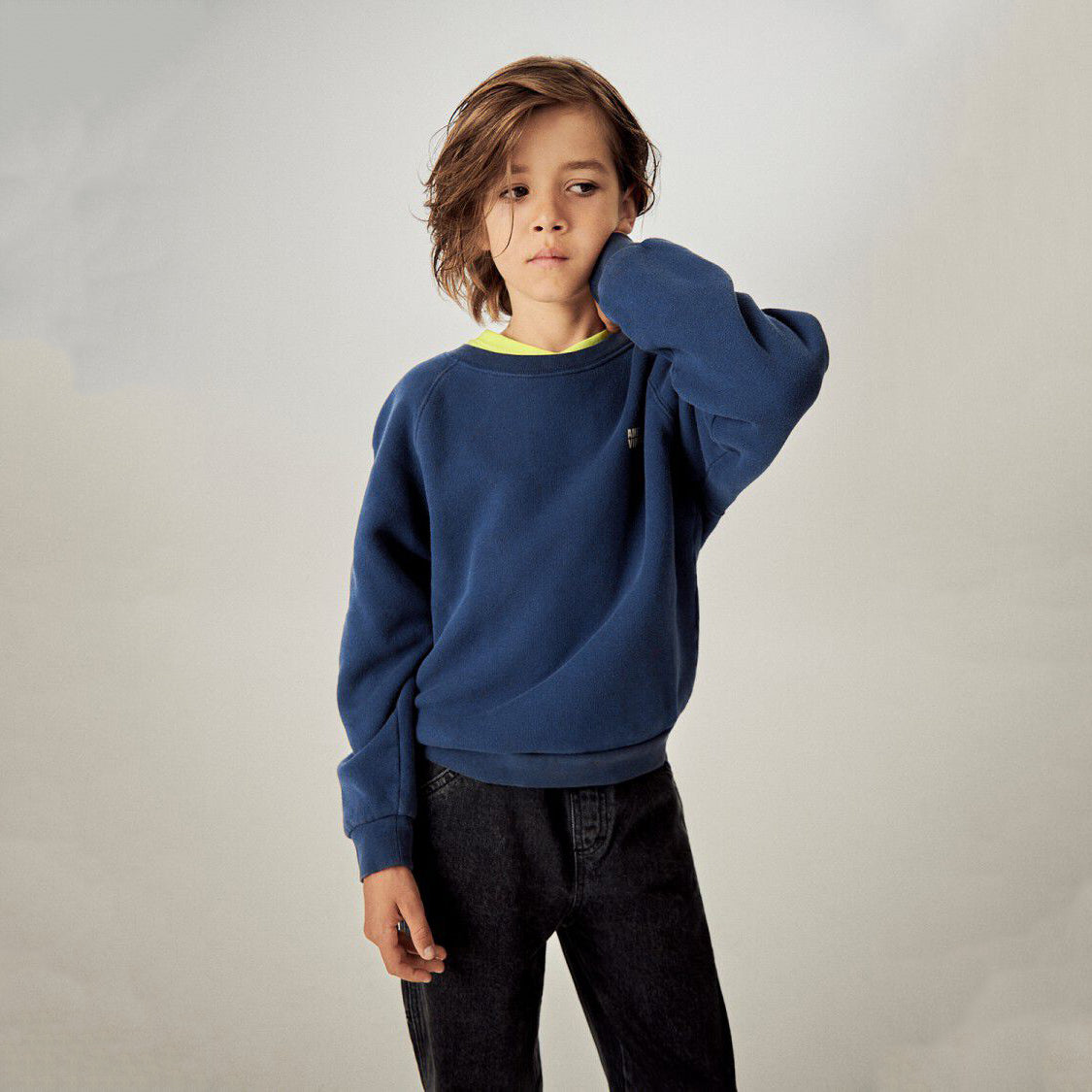 Boys & Girls Navy Logo Cotton Sweatshirt