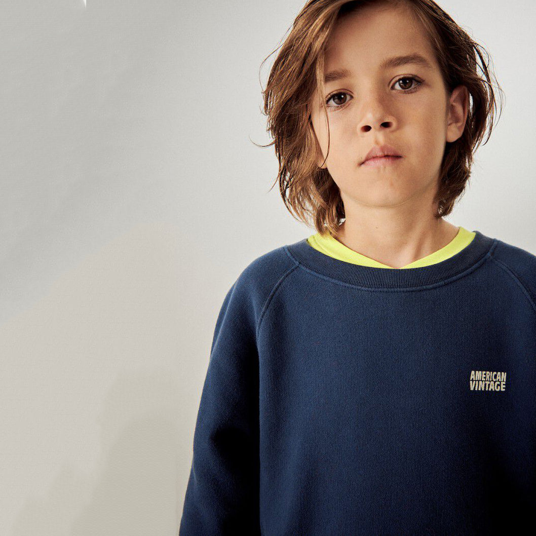 Boys & Girls Navy Logo Cotton Sweatshirt