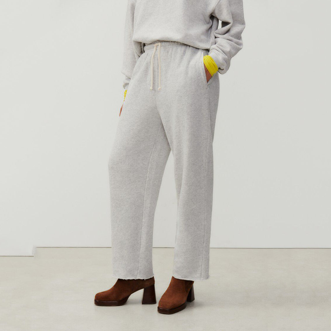 Women Light Grey Cotton Trousers