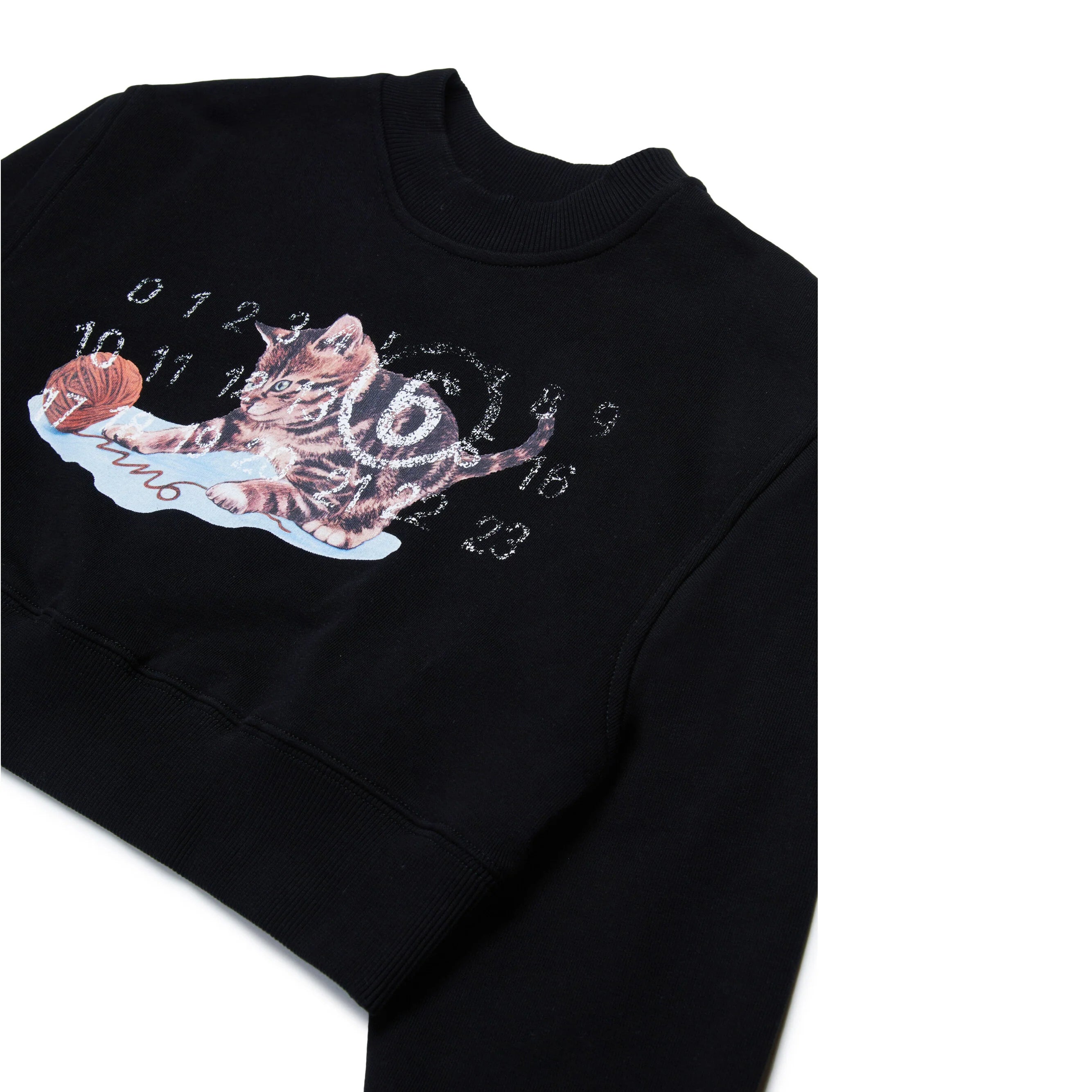 Girls Black Printed Cotton Sweatshirt