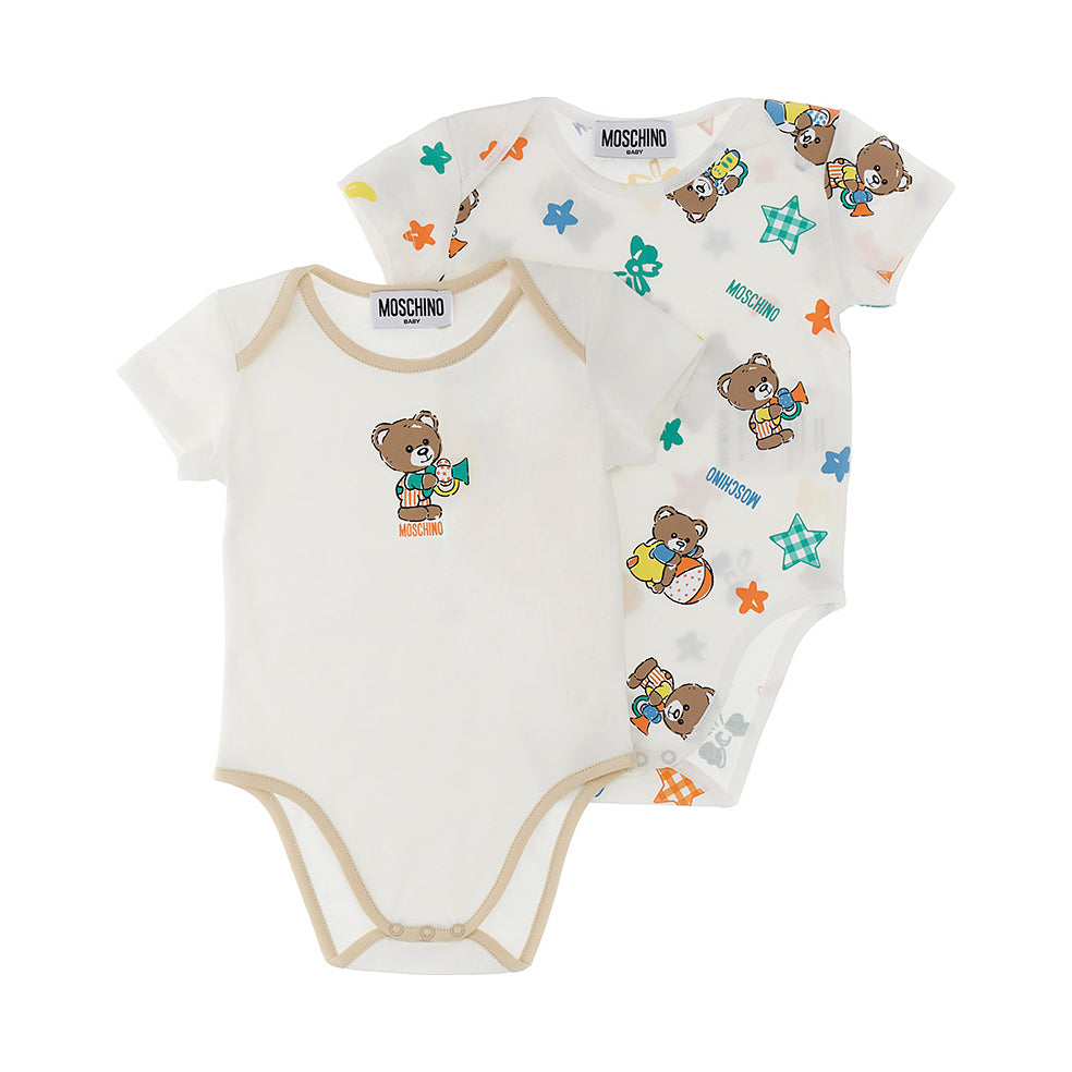 Baby Boys & Girls White Cotton Babysuit Set(2 Pack)