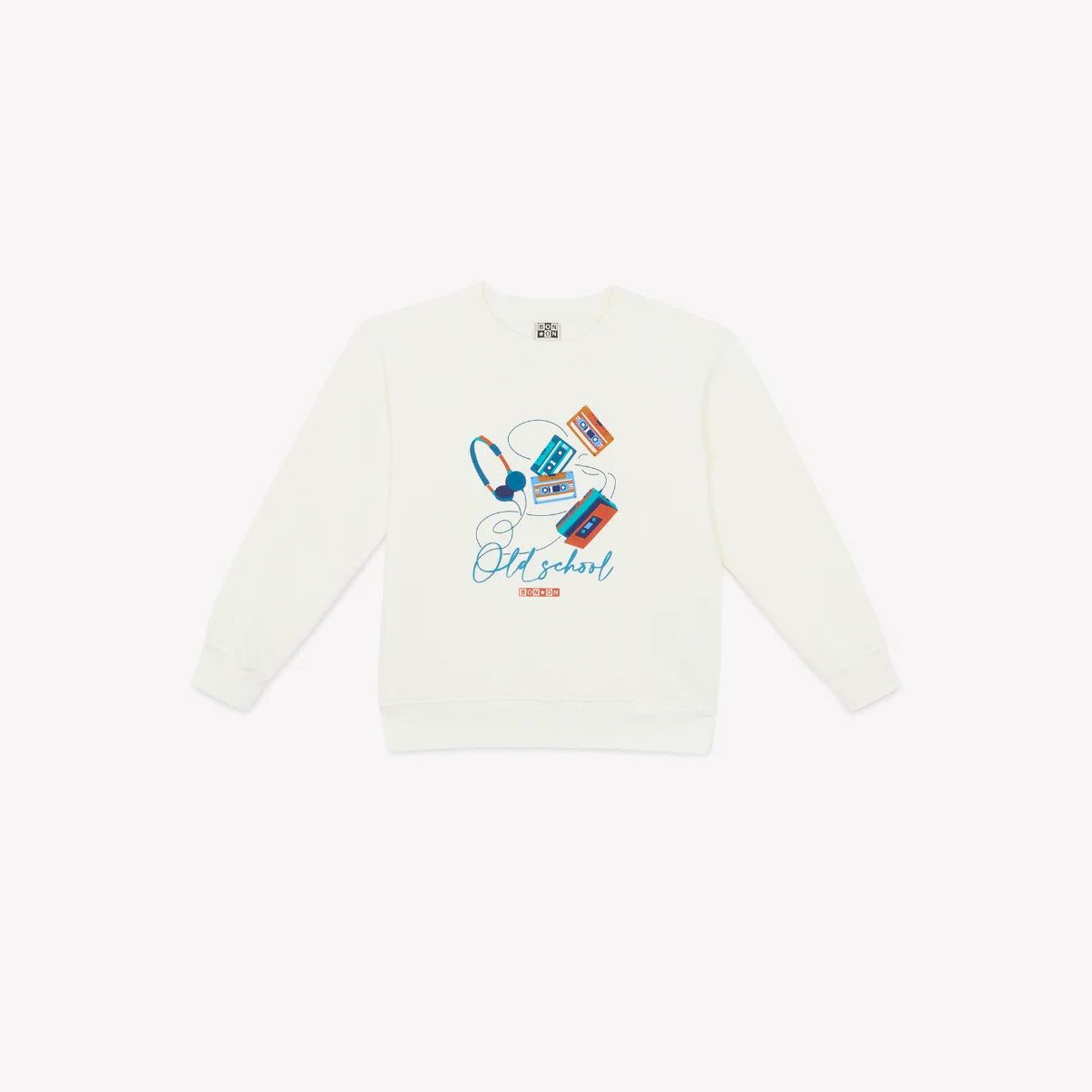 Boys White Printed Cotton Sweatshirt