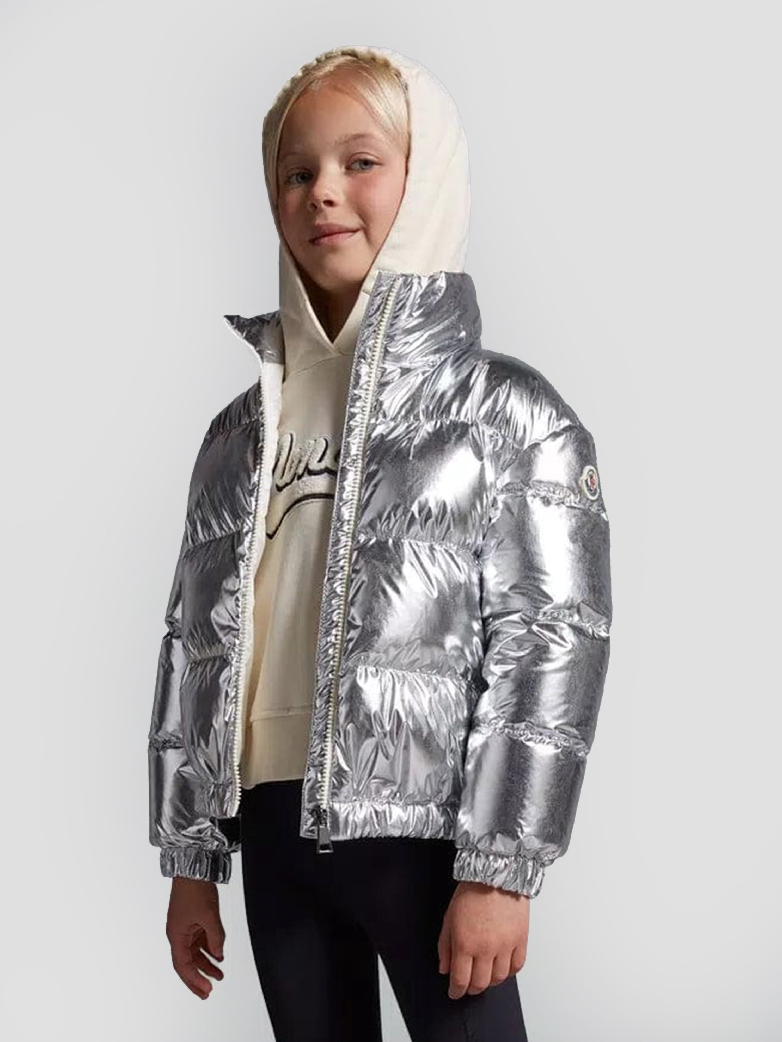 Moncler Enfant Girls Down Padded Meuse Jacket in Silver