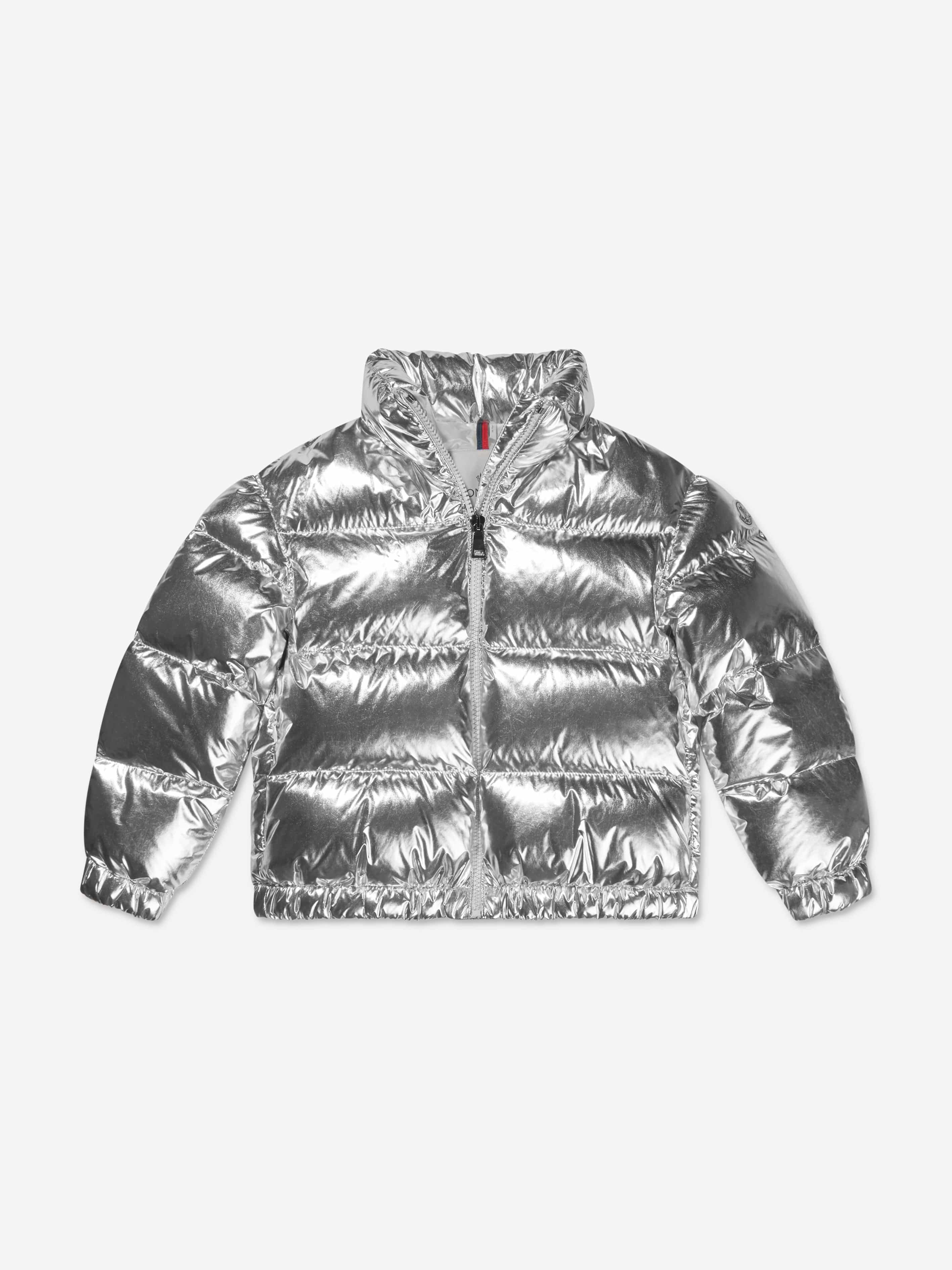 Moncler Enfant Girls Down Padded Meuse Jacket in Silver