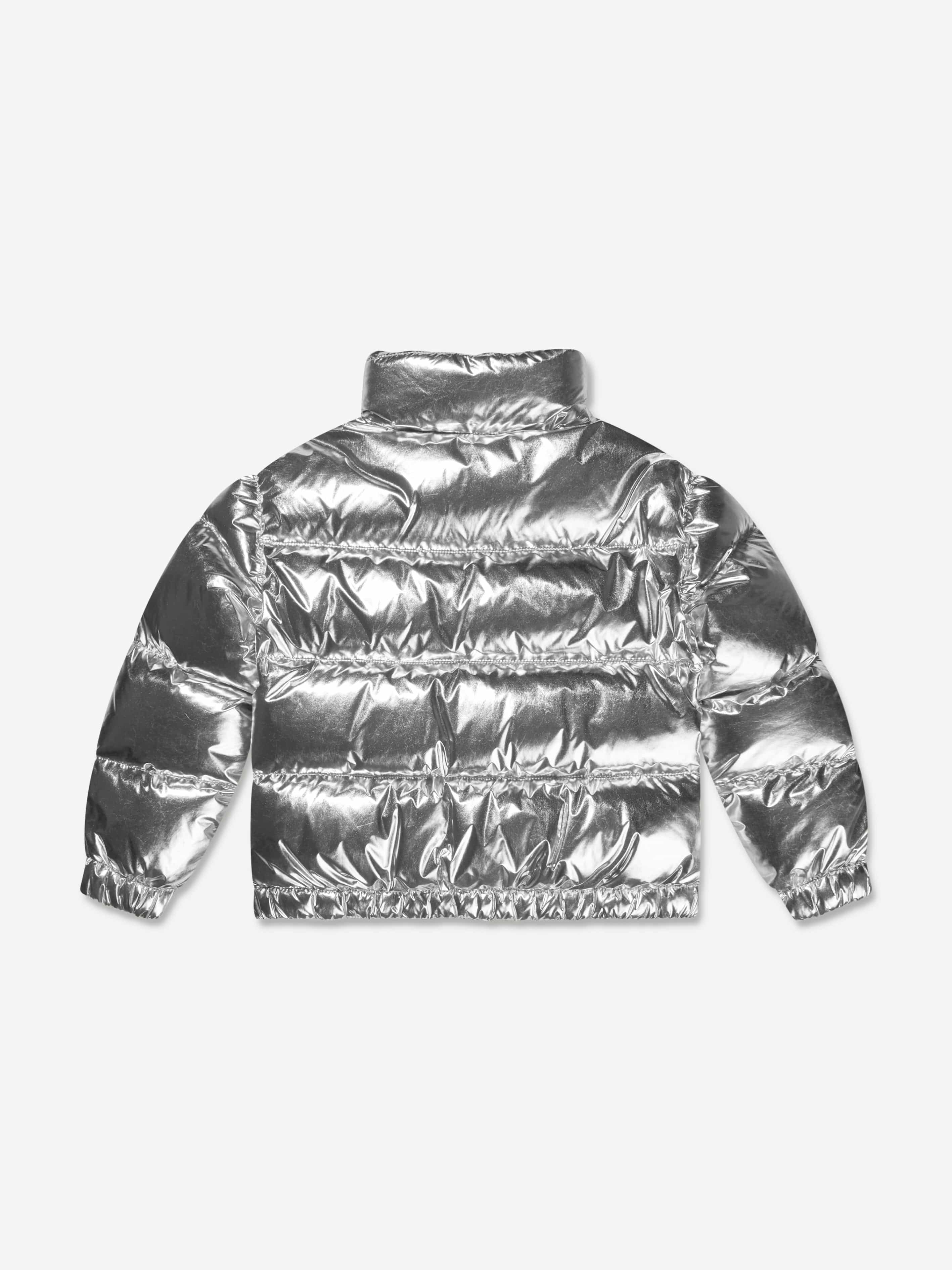 Moncler Enfant Girls Down Padded Meuse Jacket in Silver