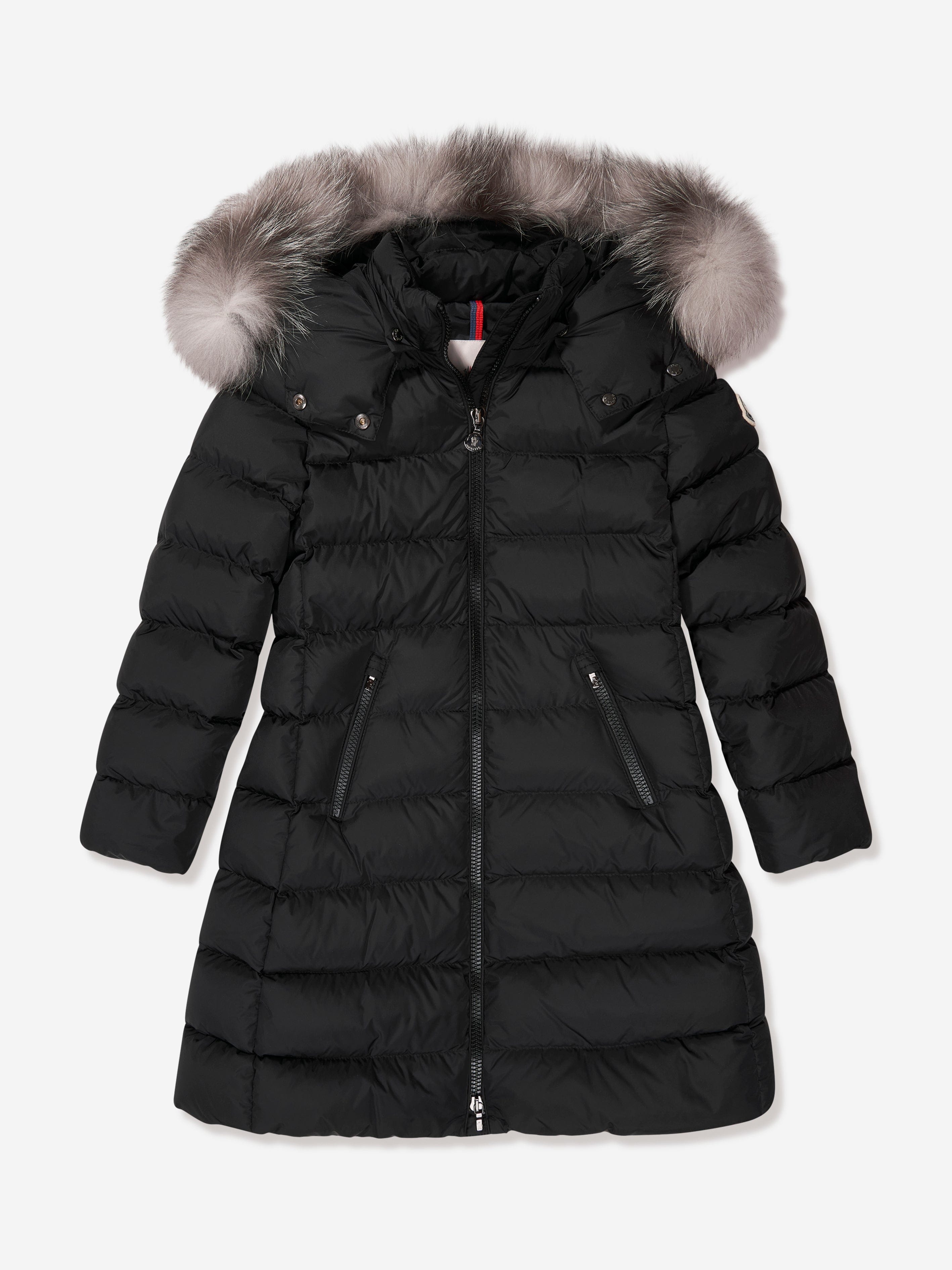 Moncler Enfant Girls Down Padded Abelle Long Coat in Black