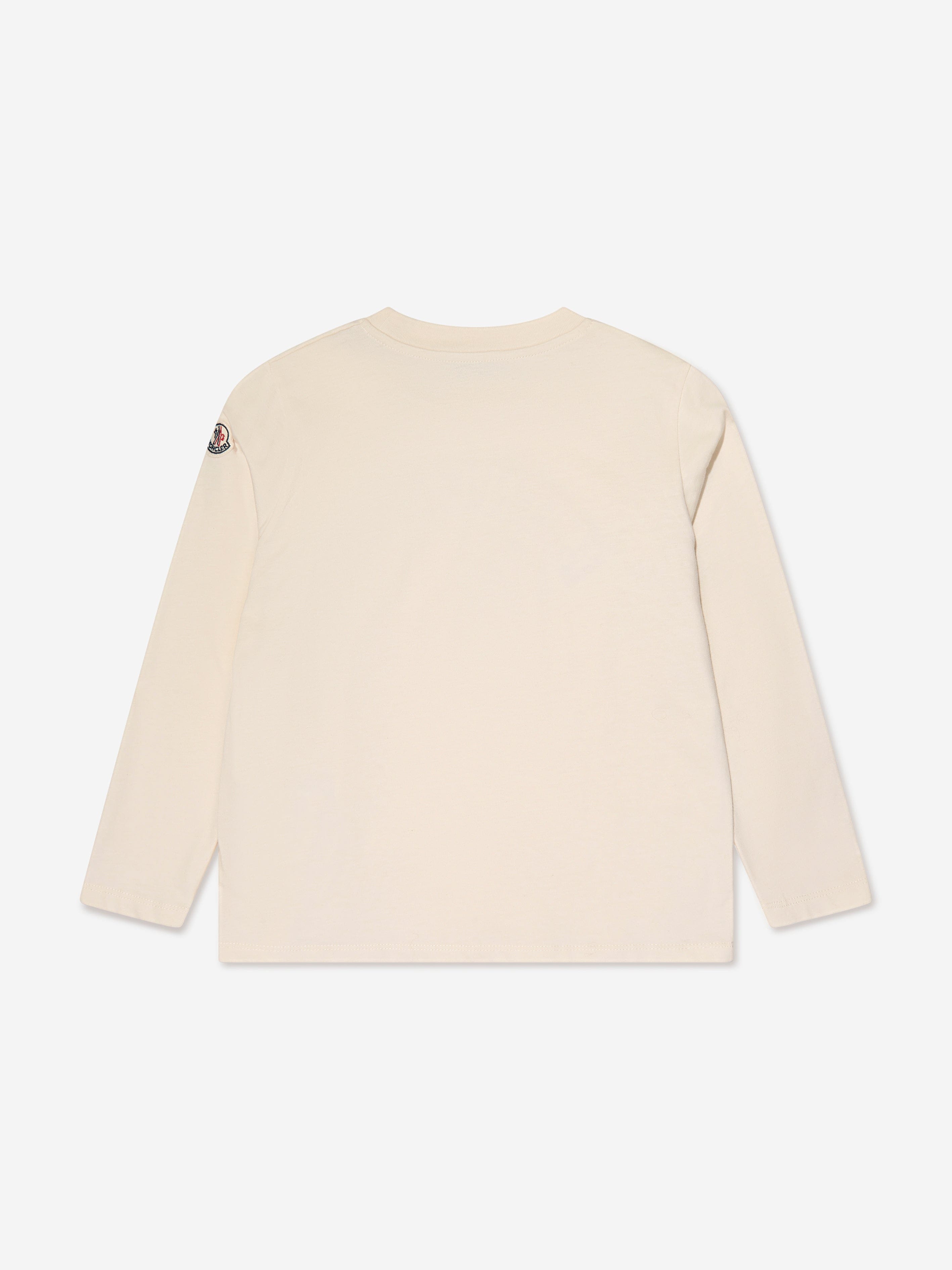 Moncler Enfant Girls Long Sleeve Logo T-Shirt in Cream