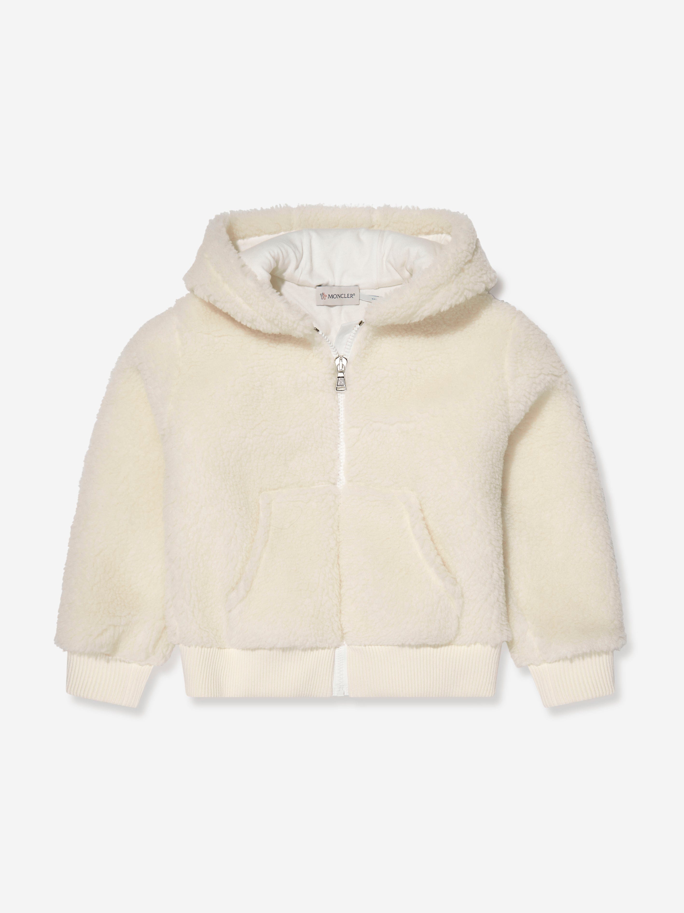 Moncler Enfant Boys Shearling Zip Up Top in Cream