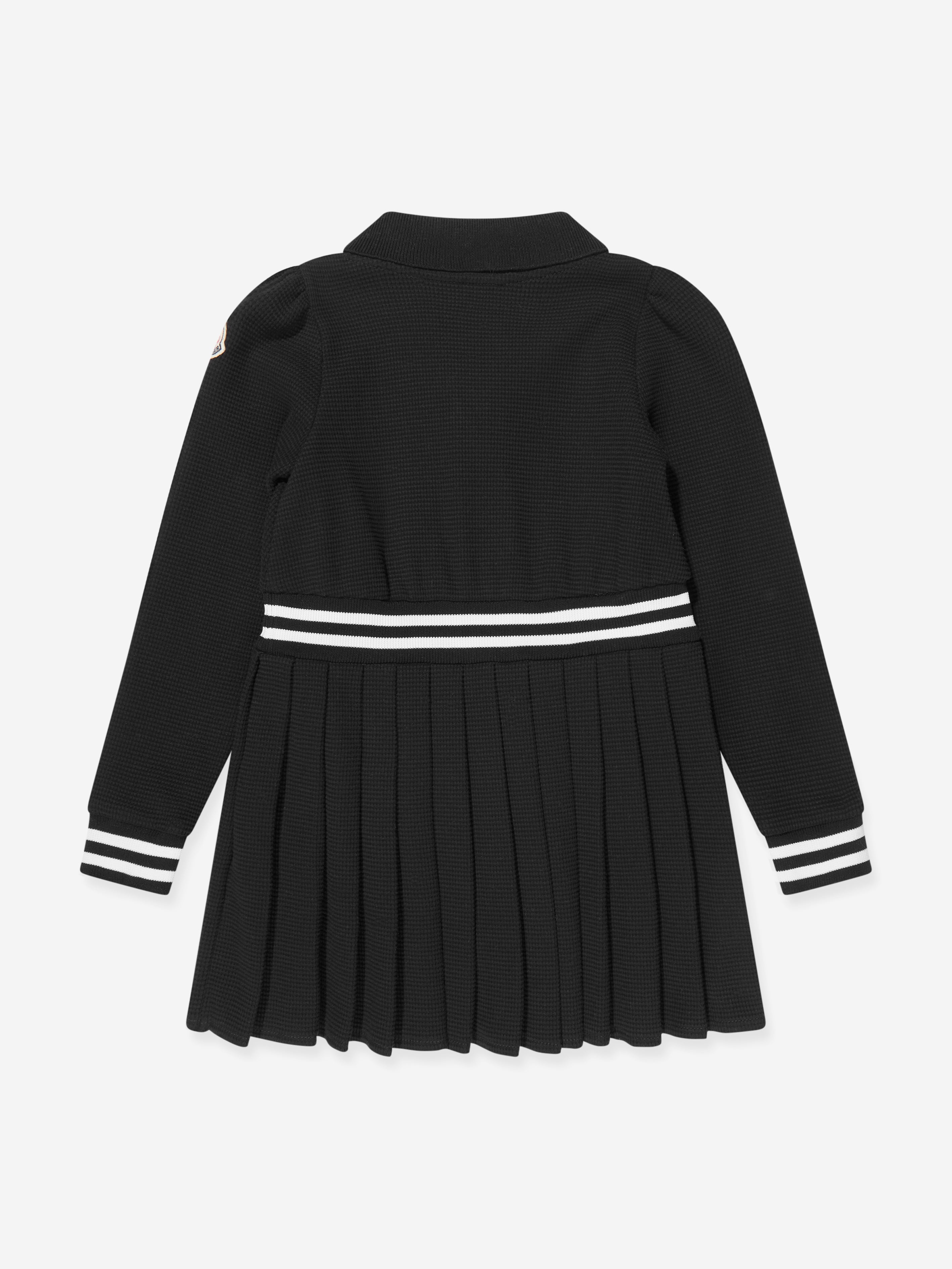 Moncler Enfant Girls Half Zip Pleated Dress in Black