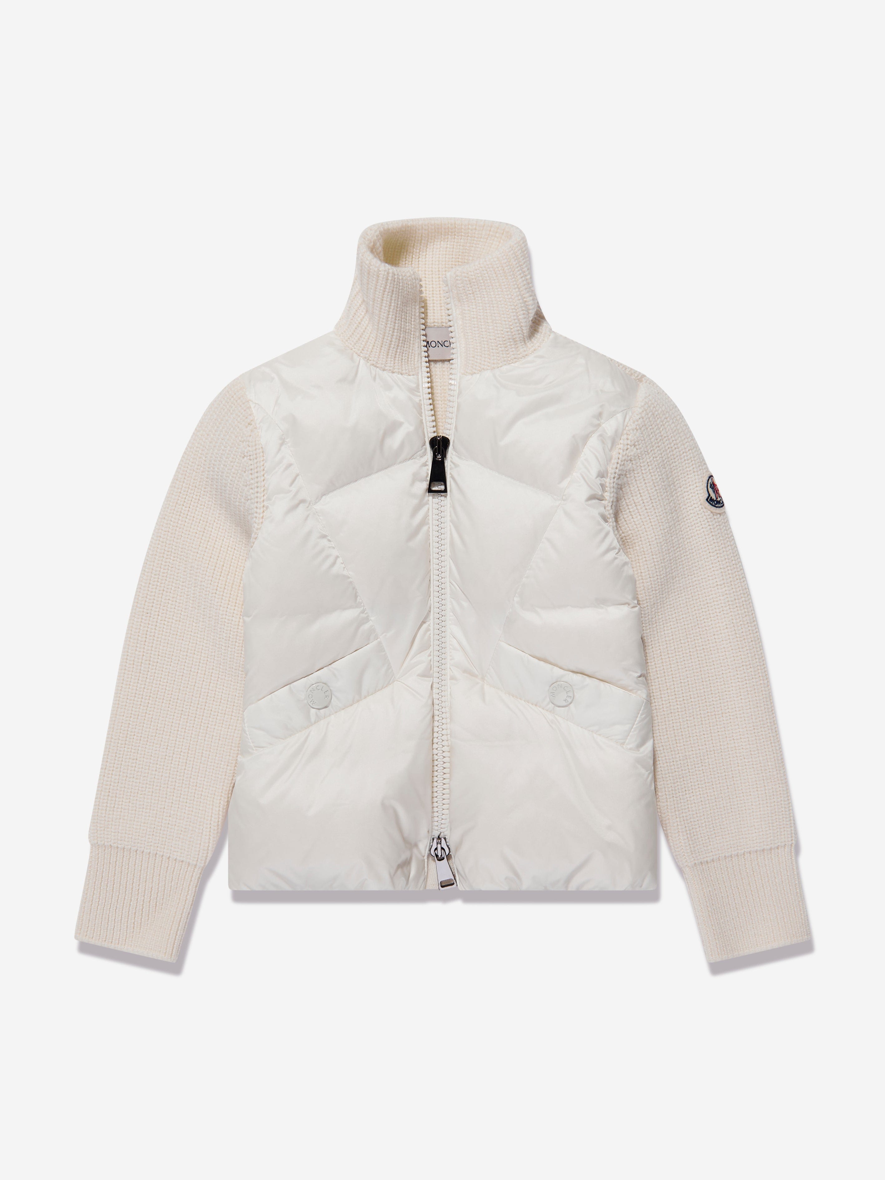 Moncler Enfant Girls Down Padded Cardigan in Ivory