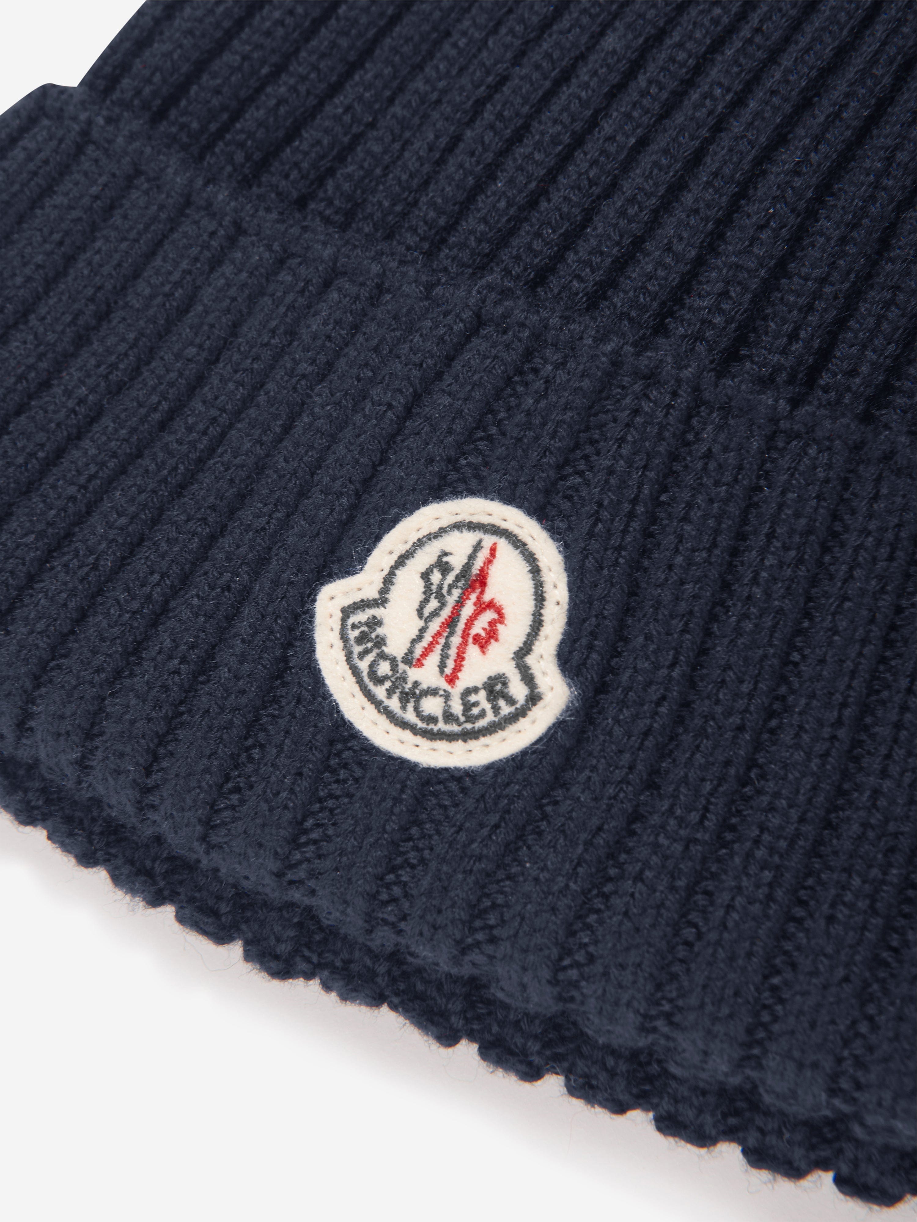 Moncler Enfant Kids Wool Beanie Hat in Navy