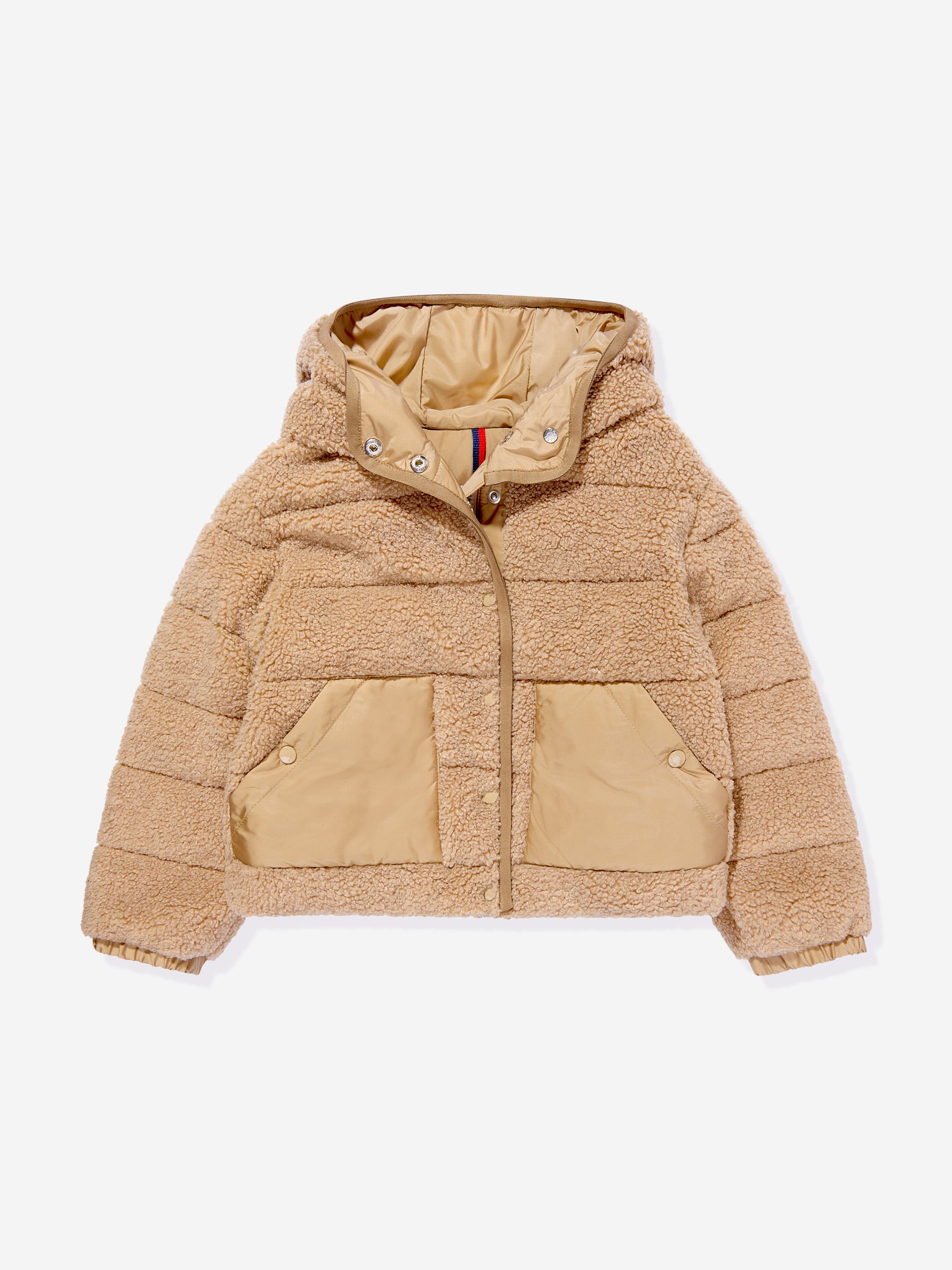 Moncler Enfant Girls Down Teddy Fleece Audrieu Jacket in Beige