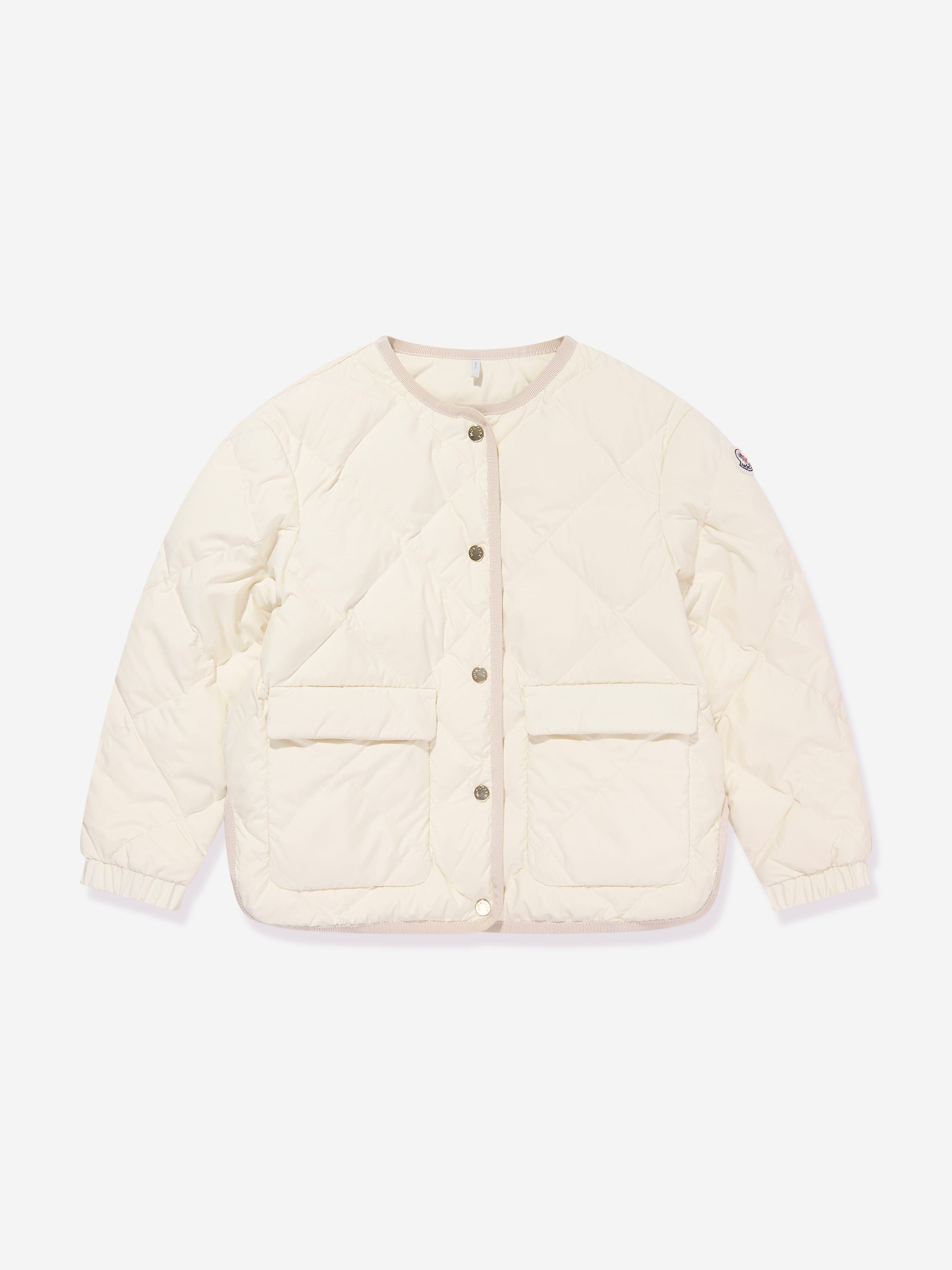 Moncler Enfant Girls Down Quilted Ursella Jacket in Ivory