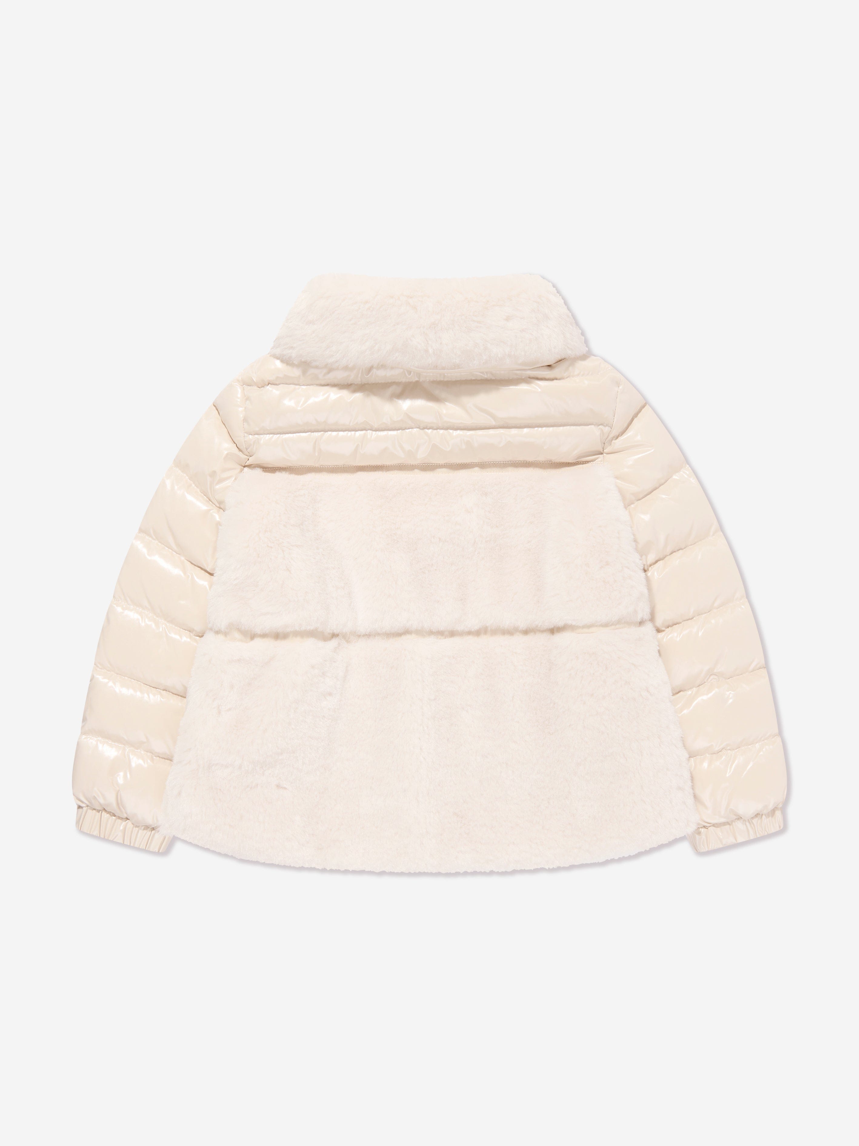 Moncler Enfant Girls Down Teddy Fleece Amabay Jacket in Beige