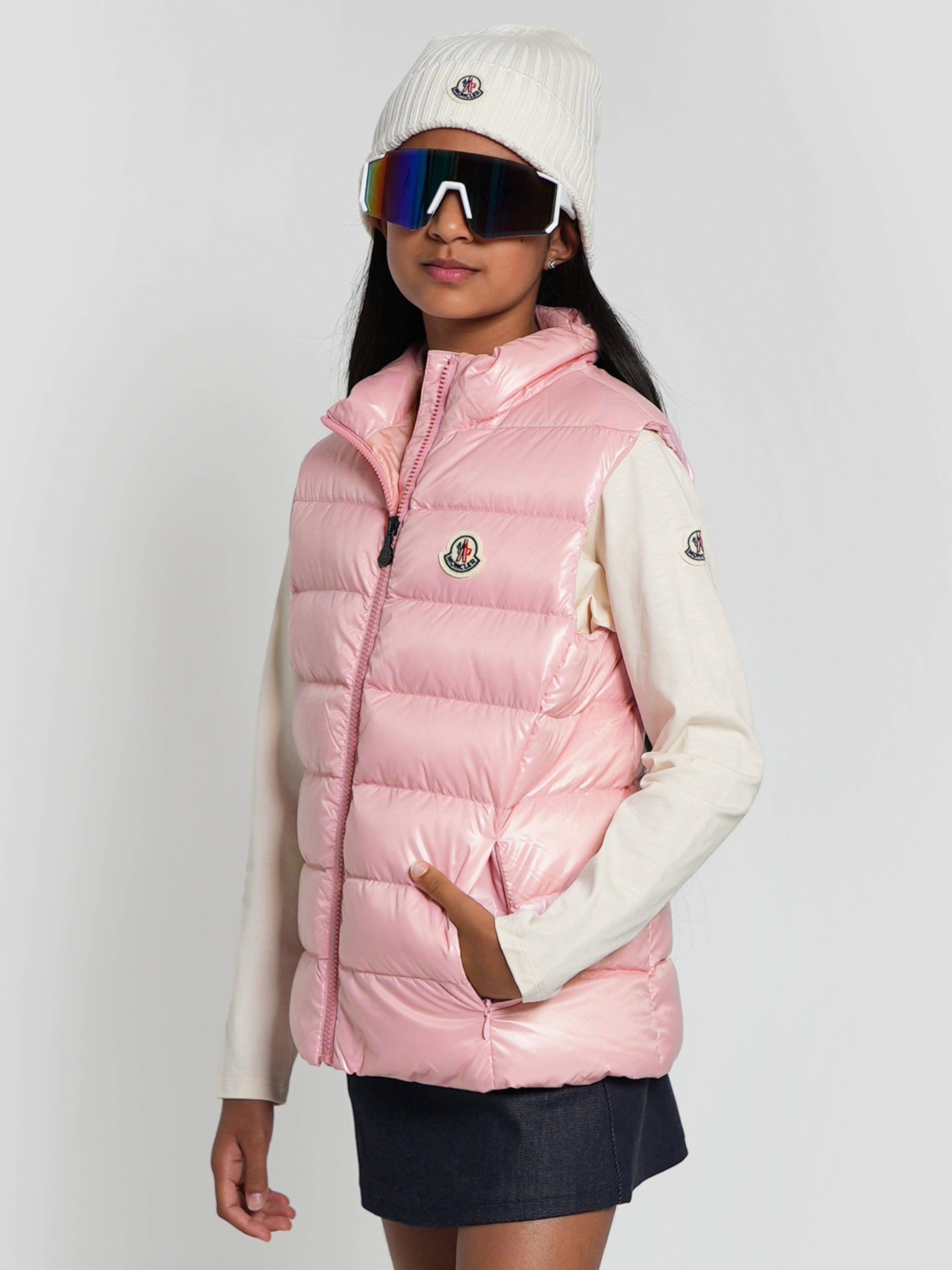 Moncler Enfant Girls Down Padded Ghany Gilet in Pink