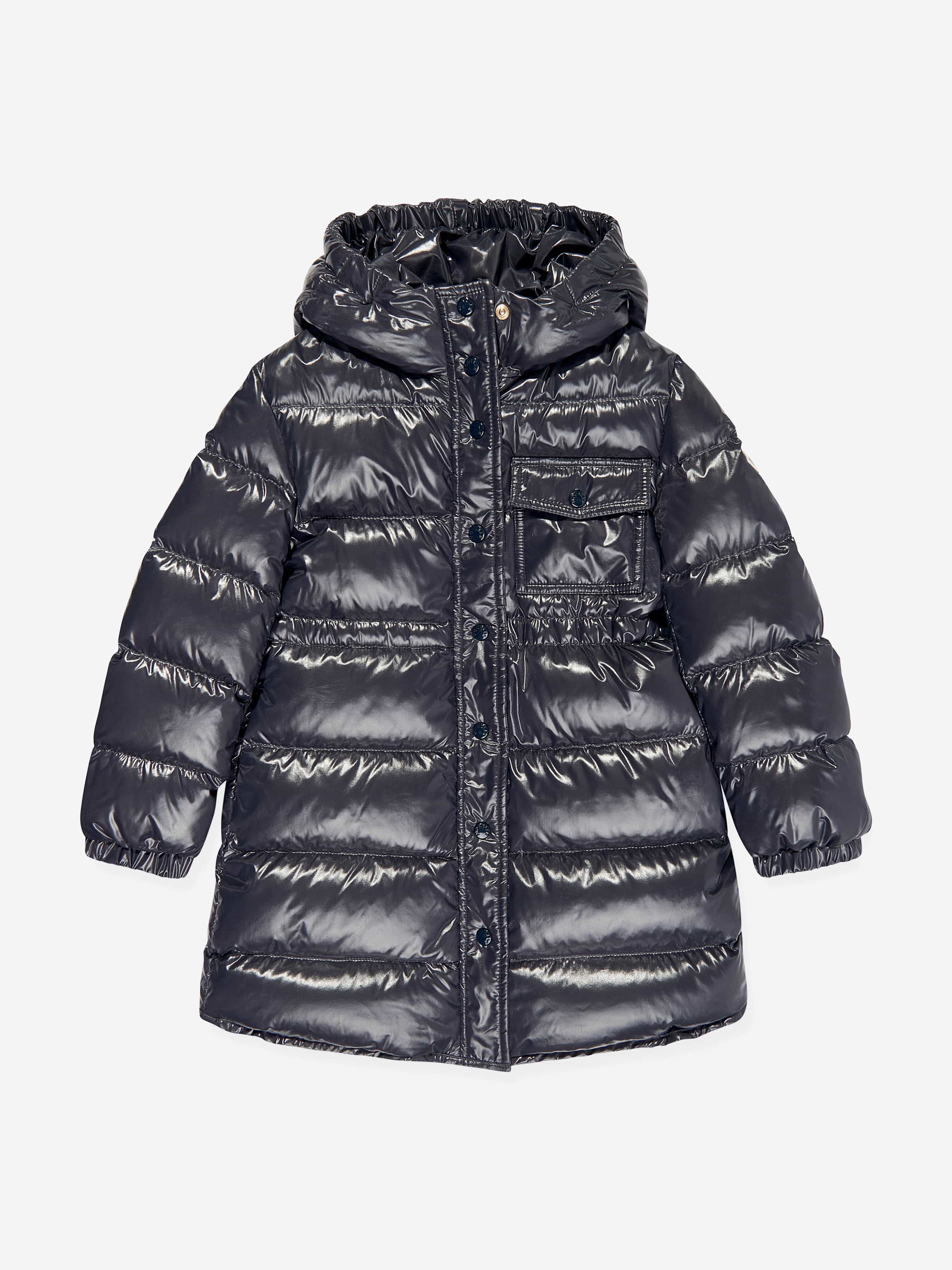 Moncler Enfant Girls Down Padded Dacca Long Parka in Navy